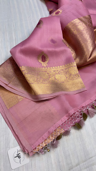 Leela blush pink kora silk saree