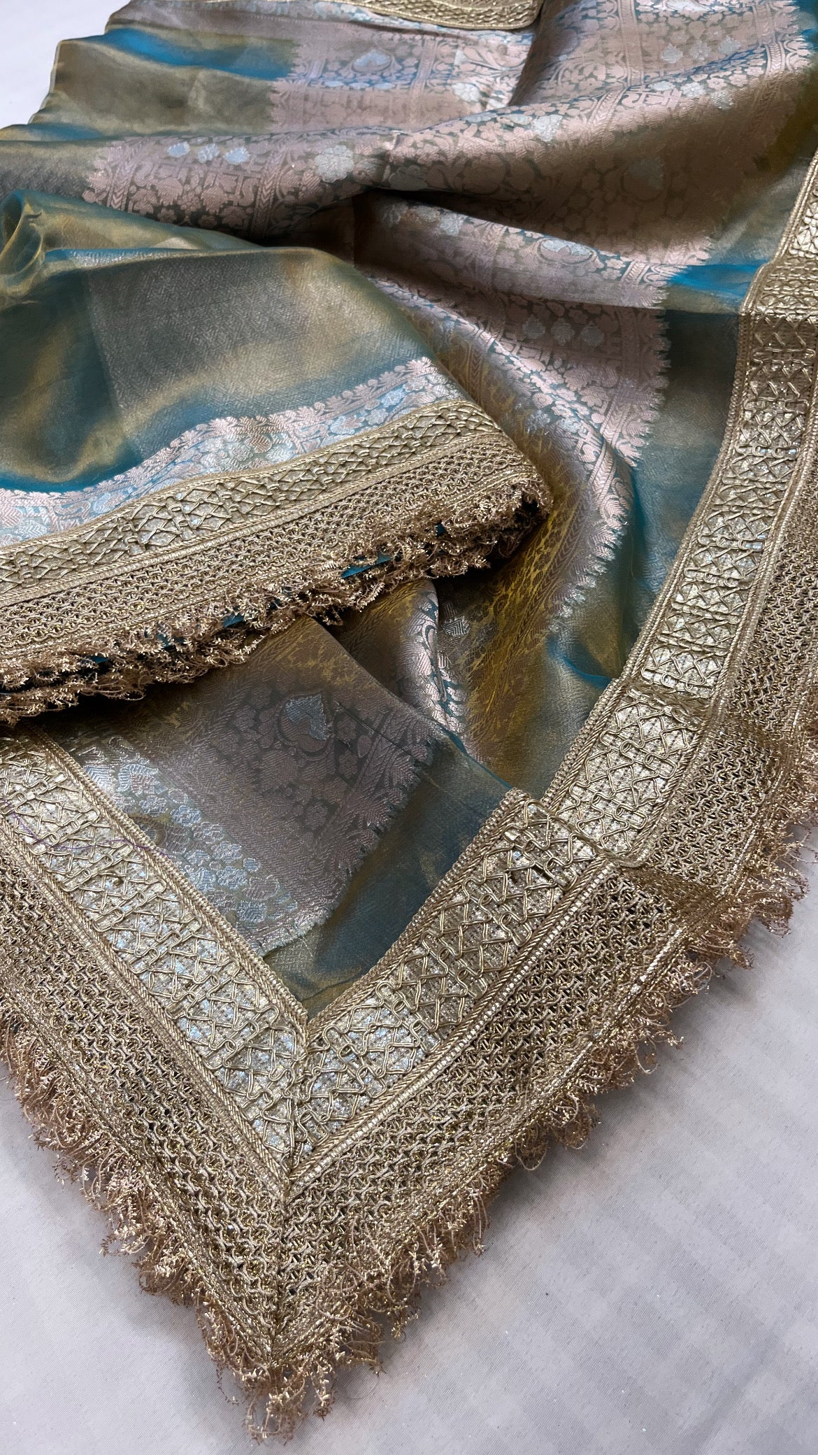 Maharani water blue tissue silk saree