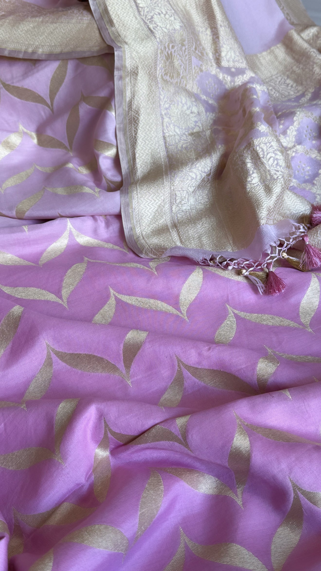 Blush pink chiniya silk ombre shaded kurta paired with chiffon gorgette duppata set