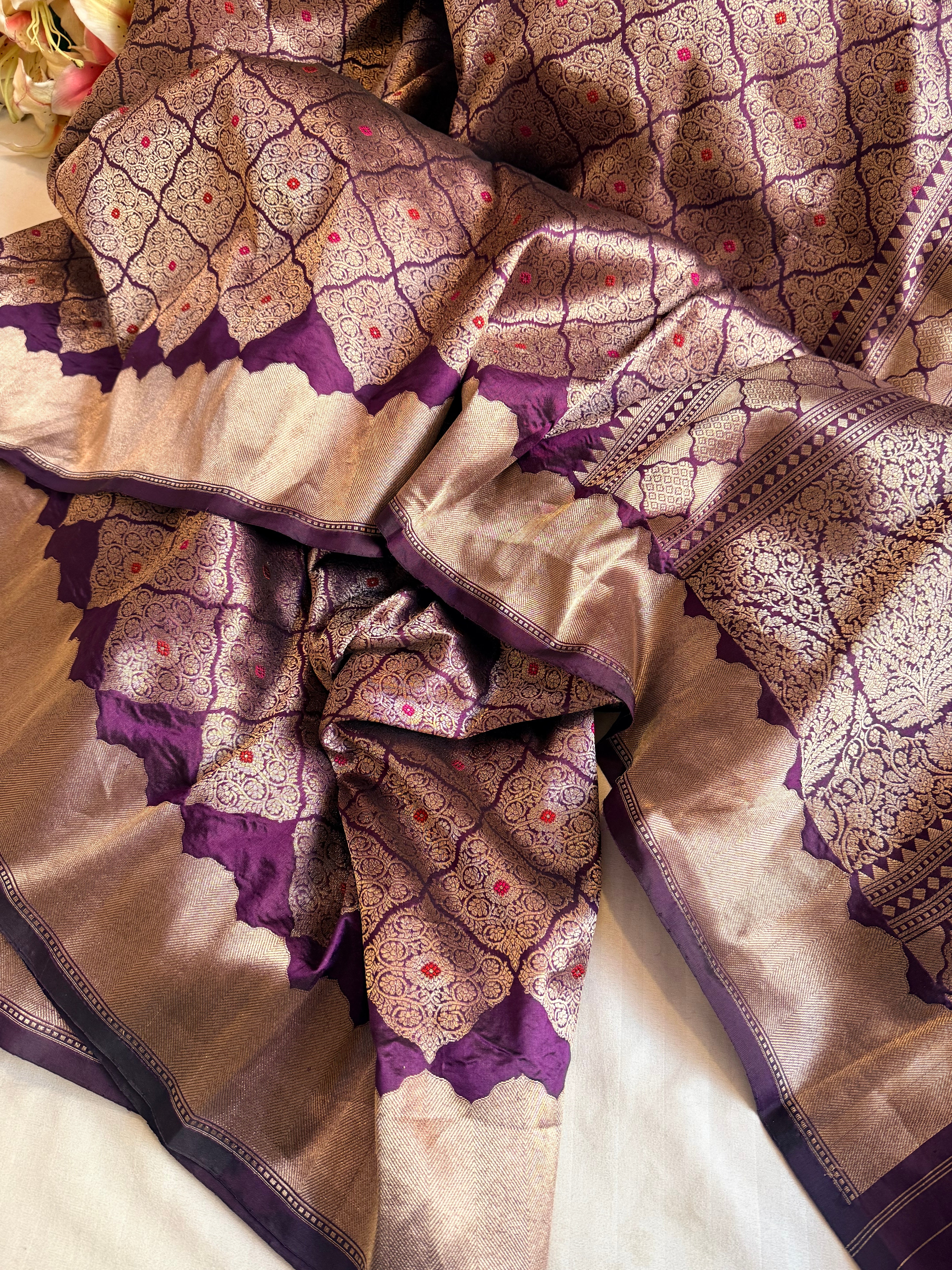 Banarasi katan silk ambose brocade weaving kadhwa handloom saree