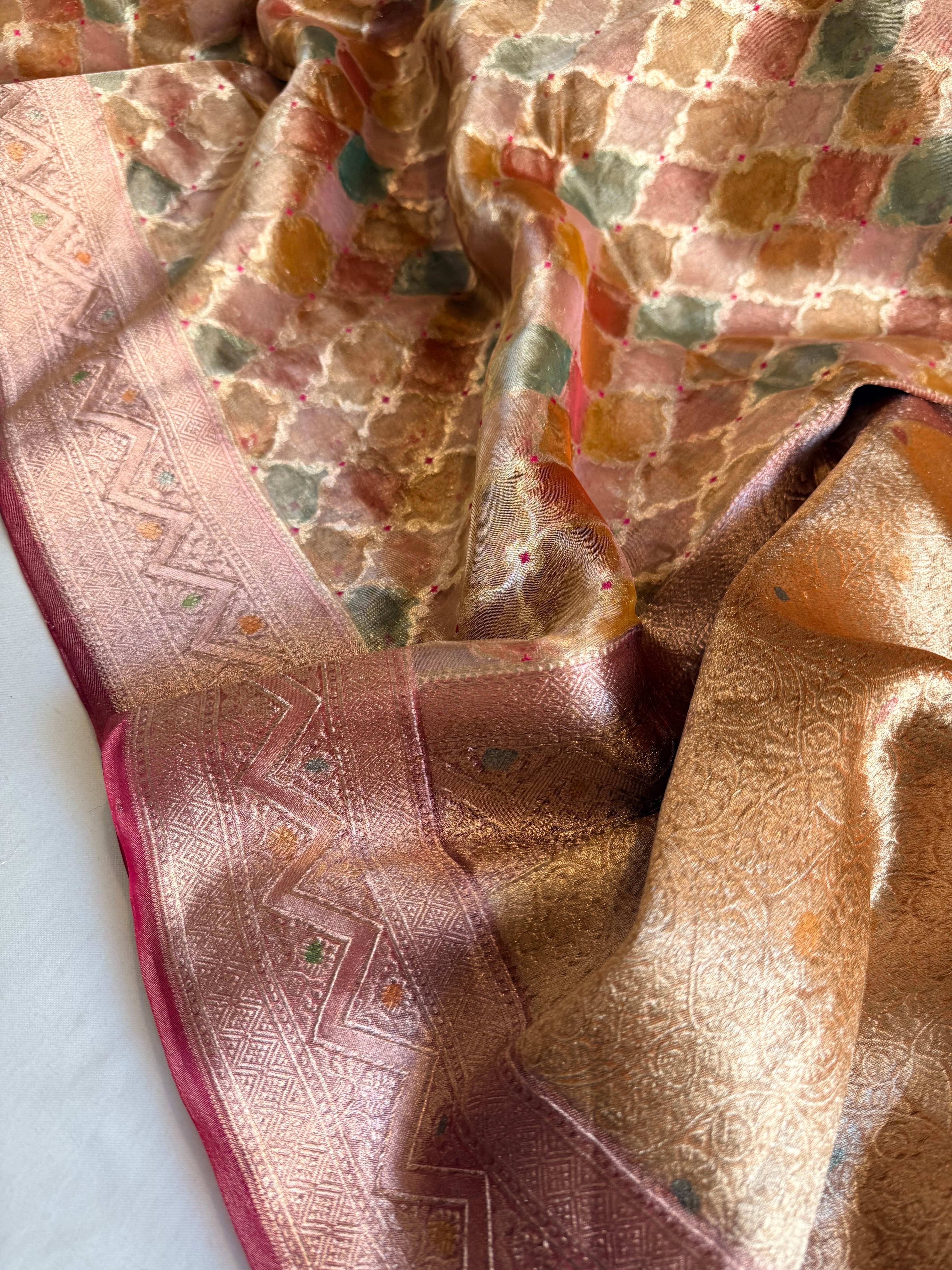 Rangeen diamond tissue silk rangkaat kadhwa saree