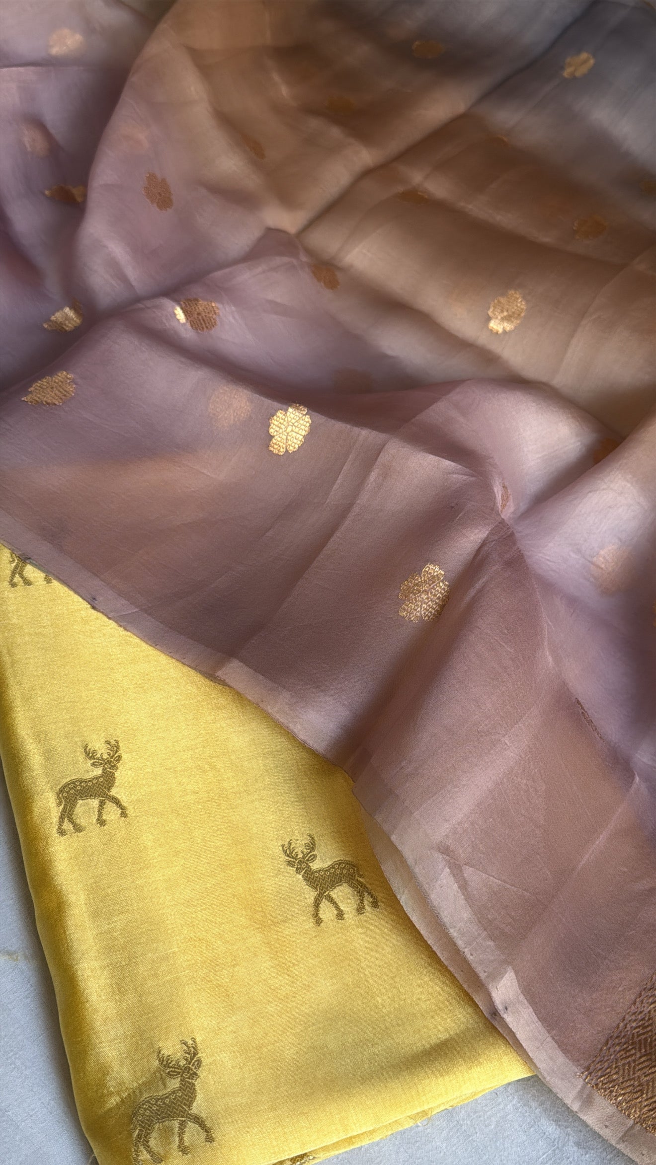 Vivah edit - Figure motif chiniya silk kurta paired with shaded Kora silk duppata set