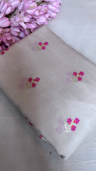 Moonga silk dyeable meenedar fabric