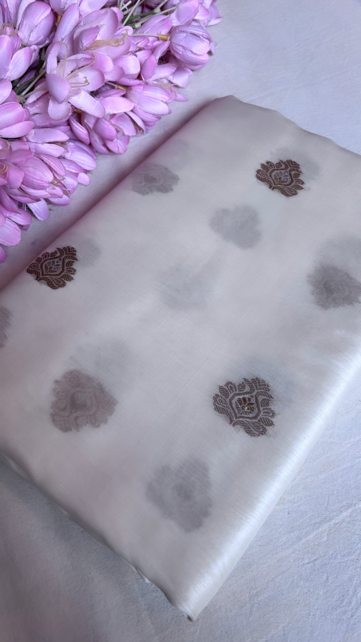 Kora silk dyeable sona rupa buti fabric