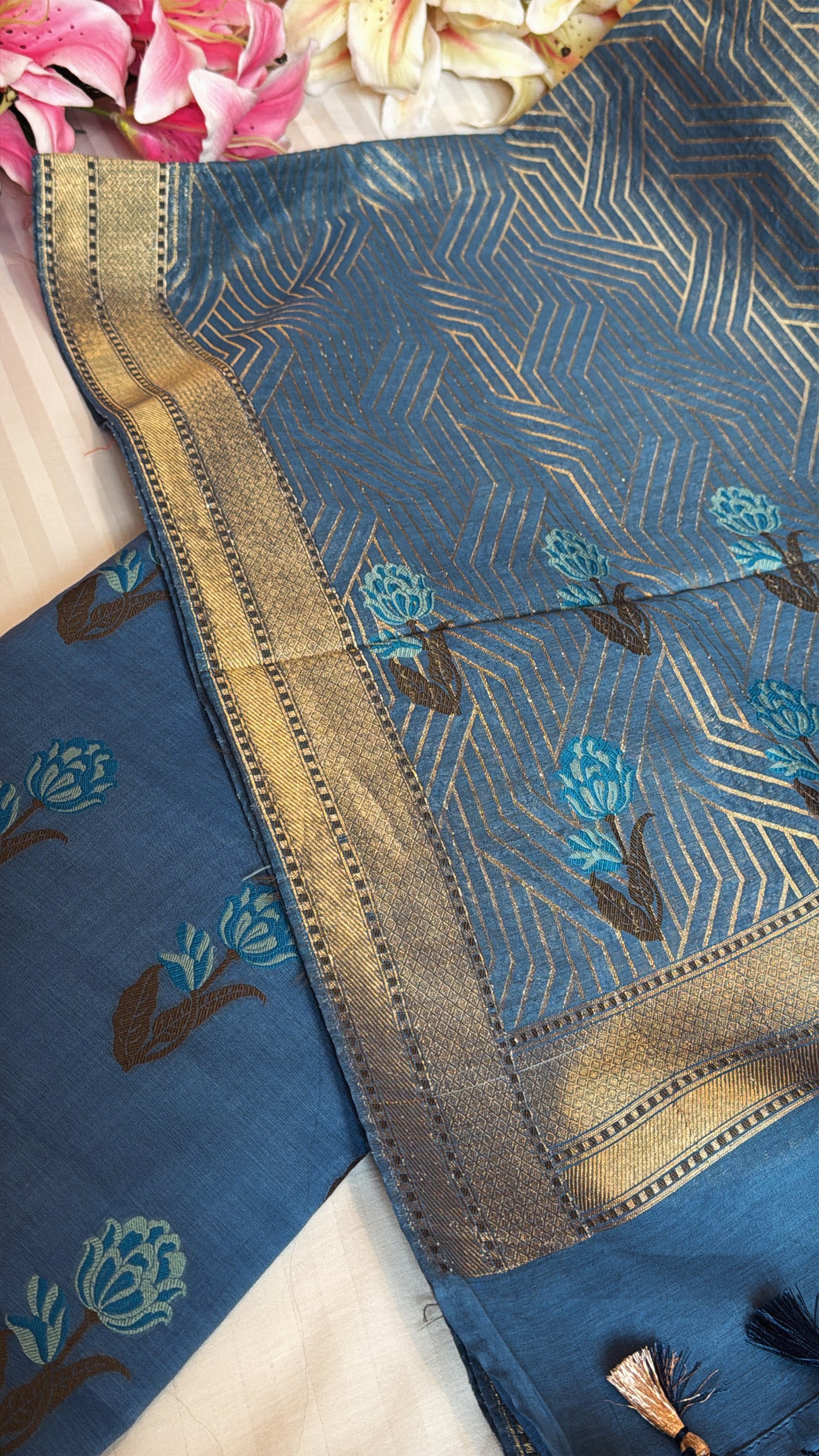 Banarasi cotton silk kadhwa meenakari suit set