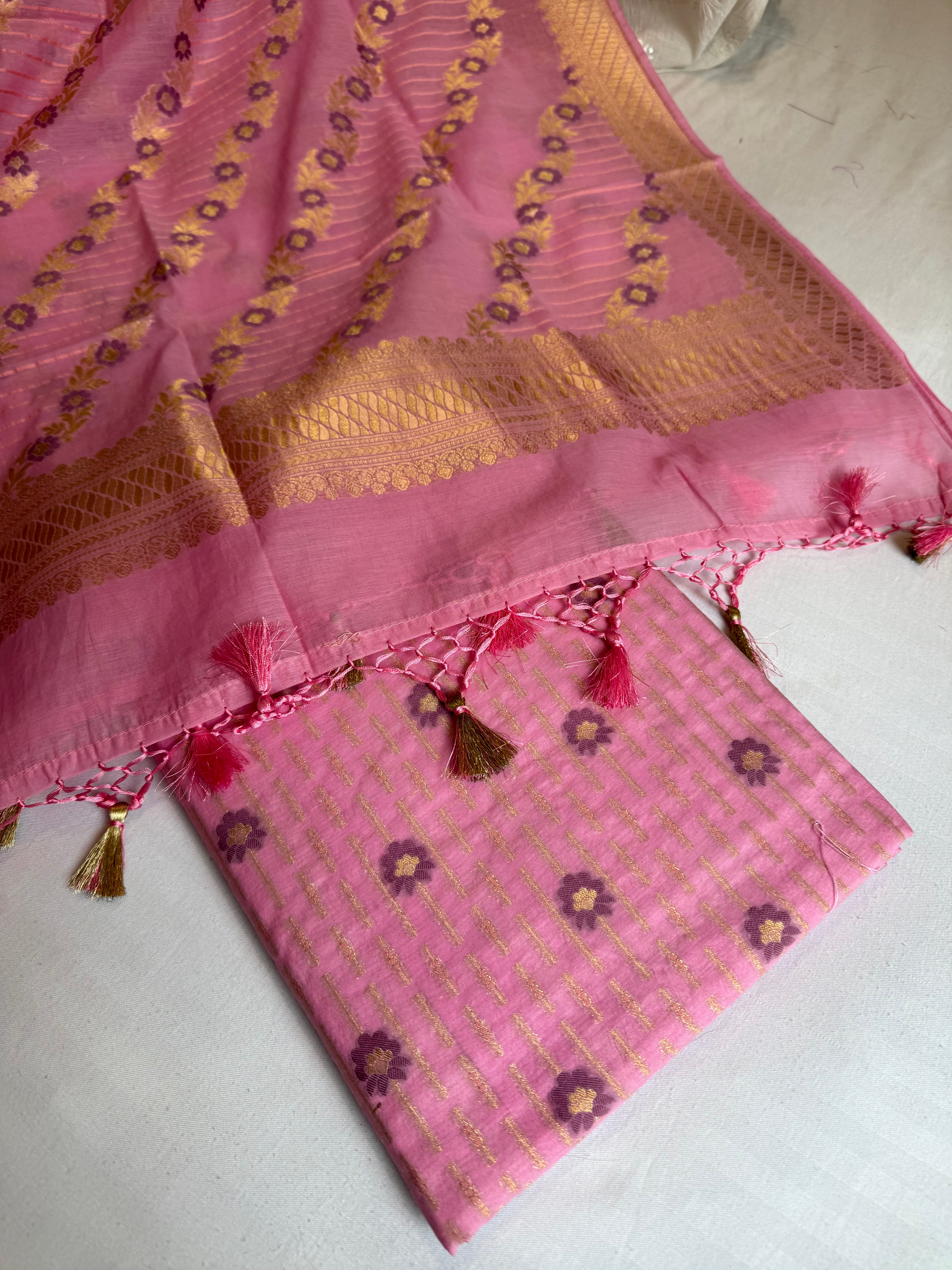 Banarasi cotton resham meenakari suit set