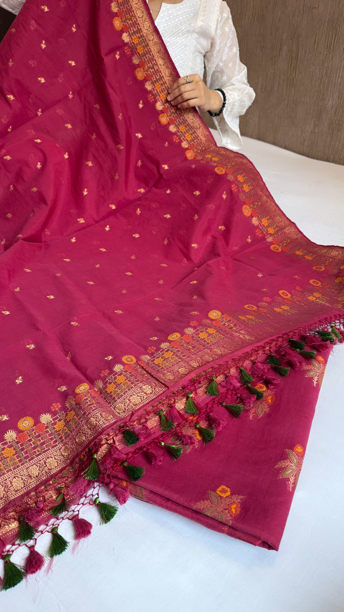 Banarasi cotton resham meenakari suit set