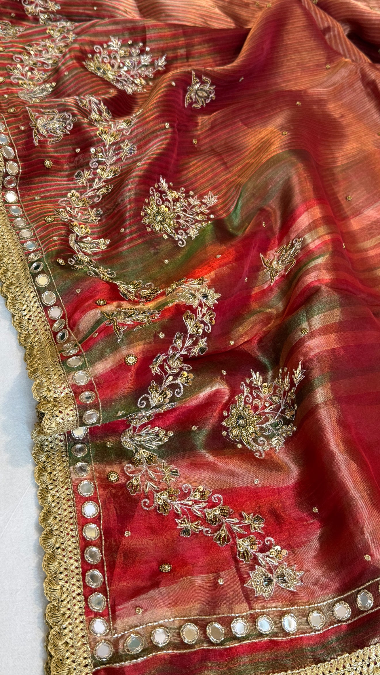 Hathi , ghoda aur palki wali saree - Husn tissue silk hand embroidered kadhwa saree
