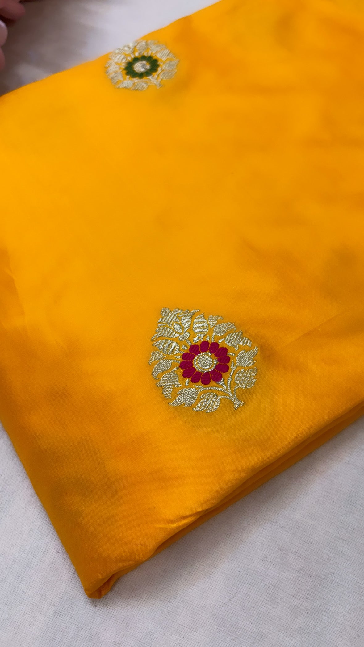 Golden yellow katan silk meenedar