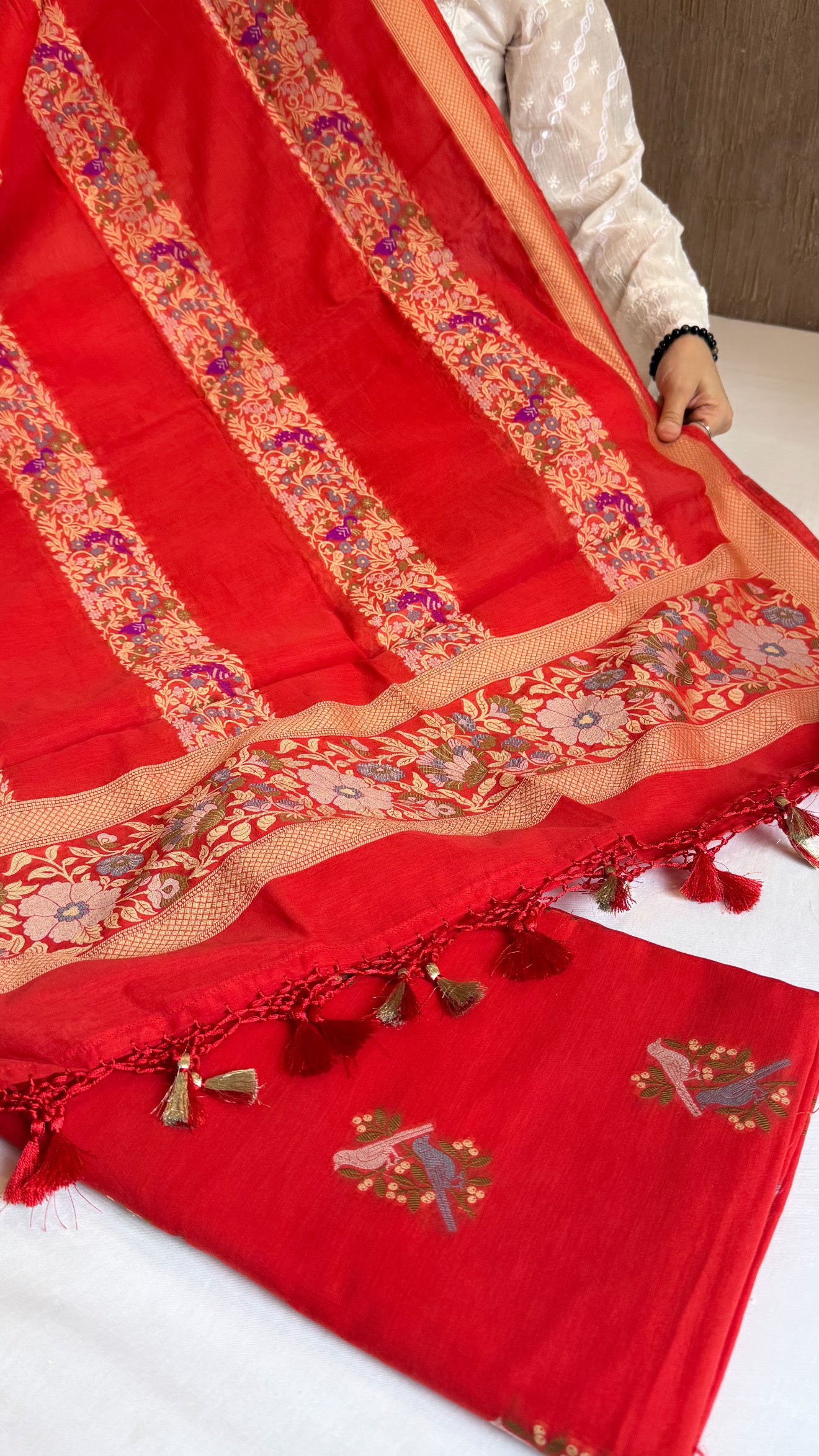 Banarasi cotton resham meenakari suit set