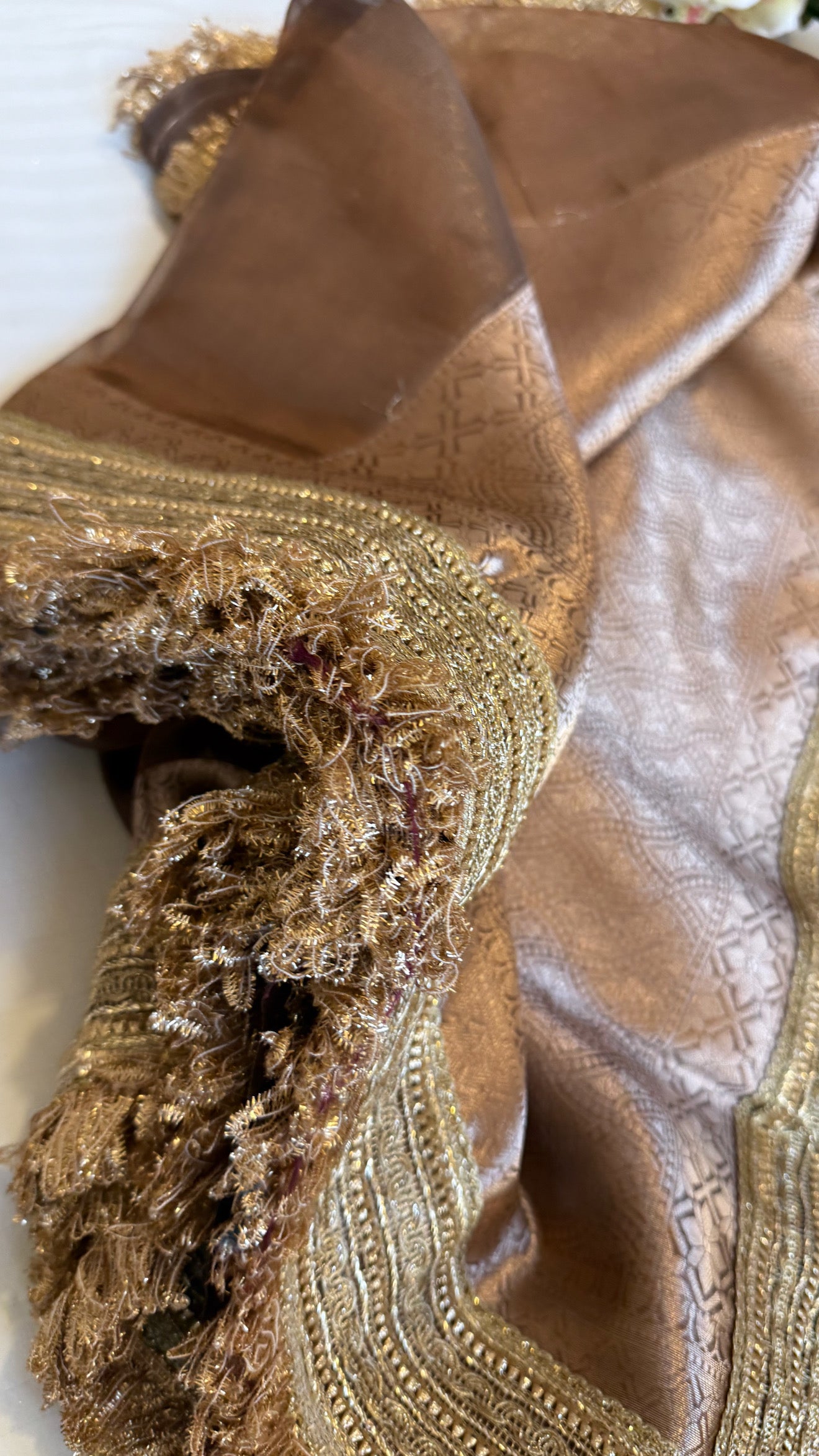 Most viral maharani rose brown tissue silk saree