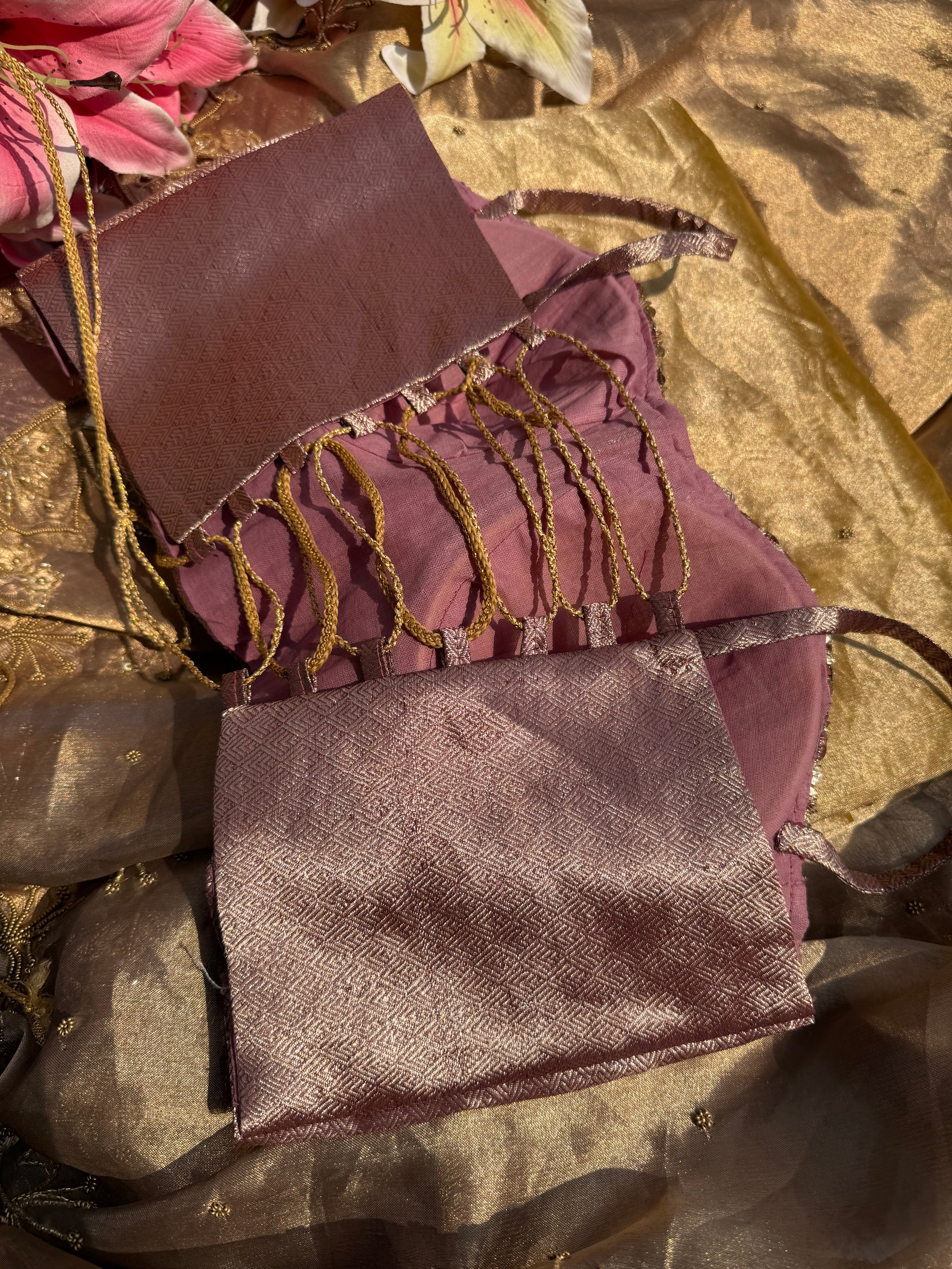 Purple sequence tissue silk blouse piece