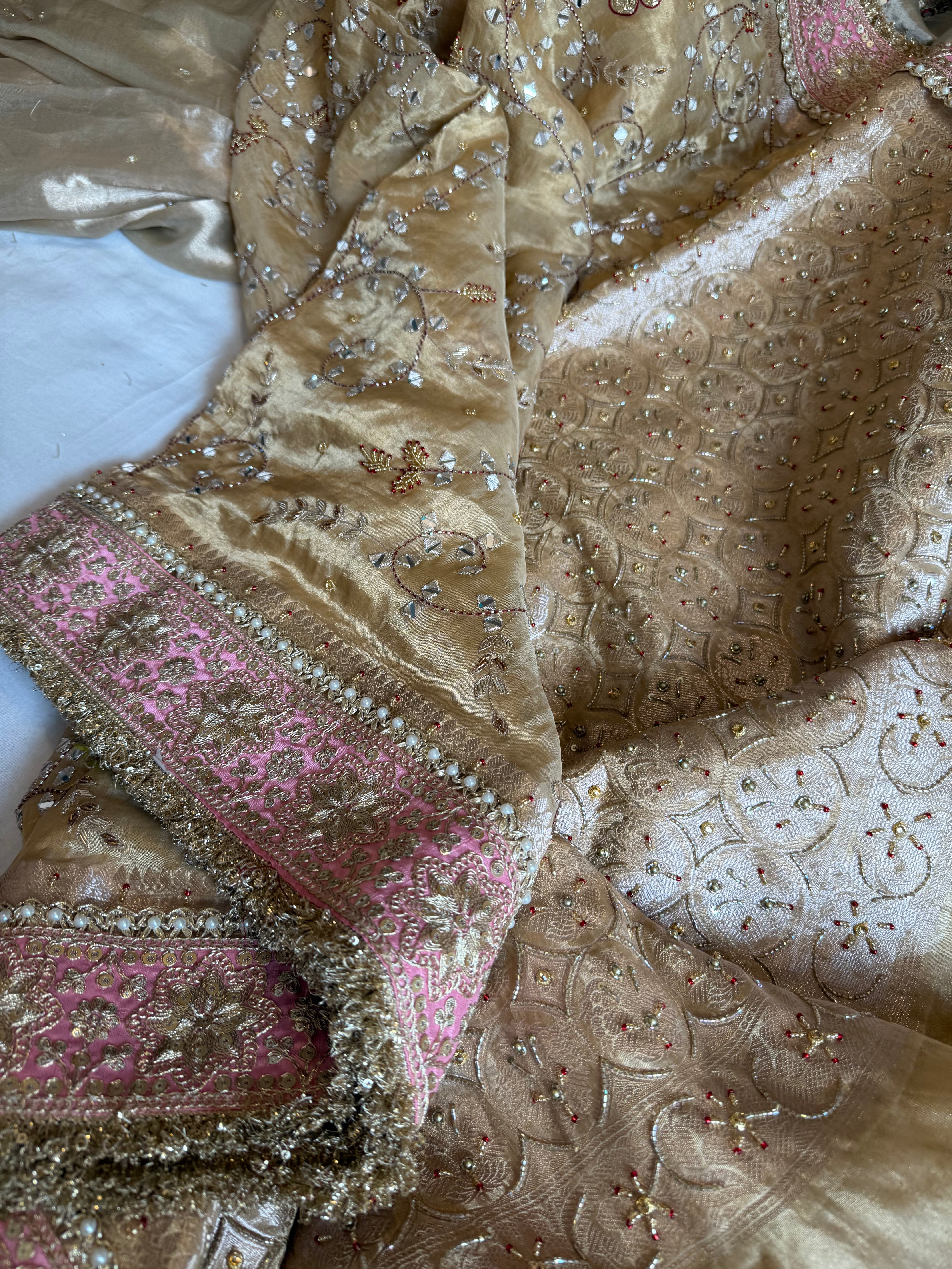 Kutchi inspired “sheesham edit” mirror work meenakari hand embroidered saree