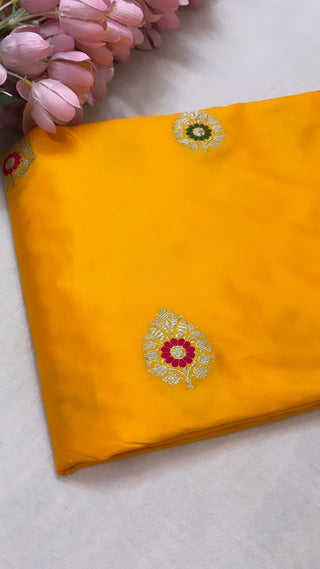 Golden yellow katan silk meenedar