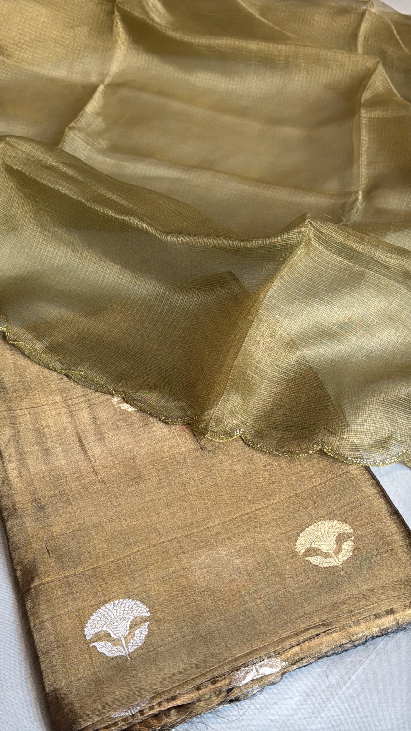 Vivah edit - Sage green tissue silk kadhwa buti suit sets