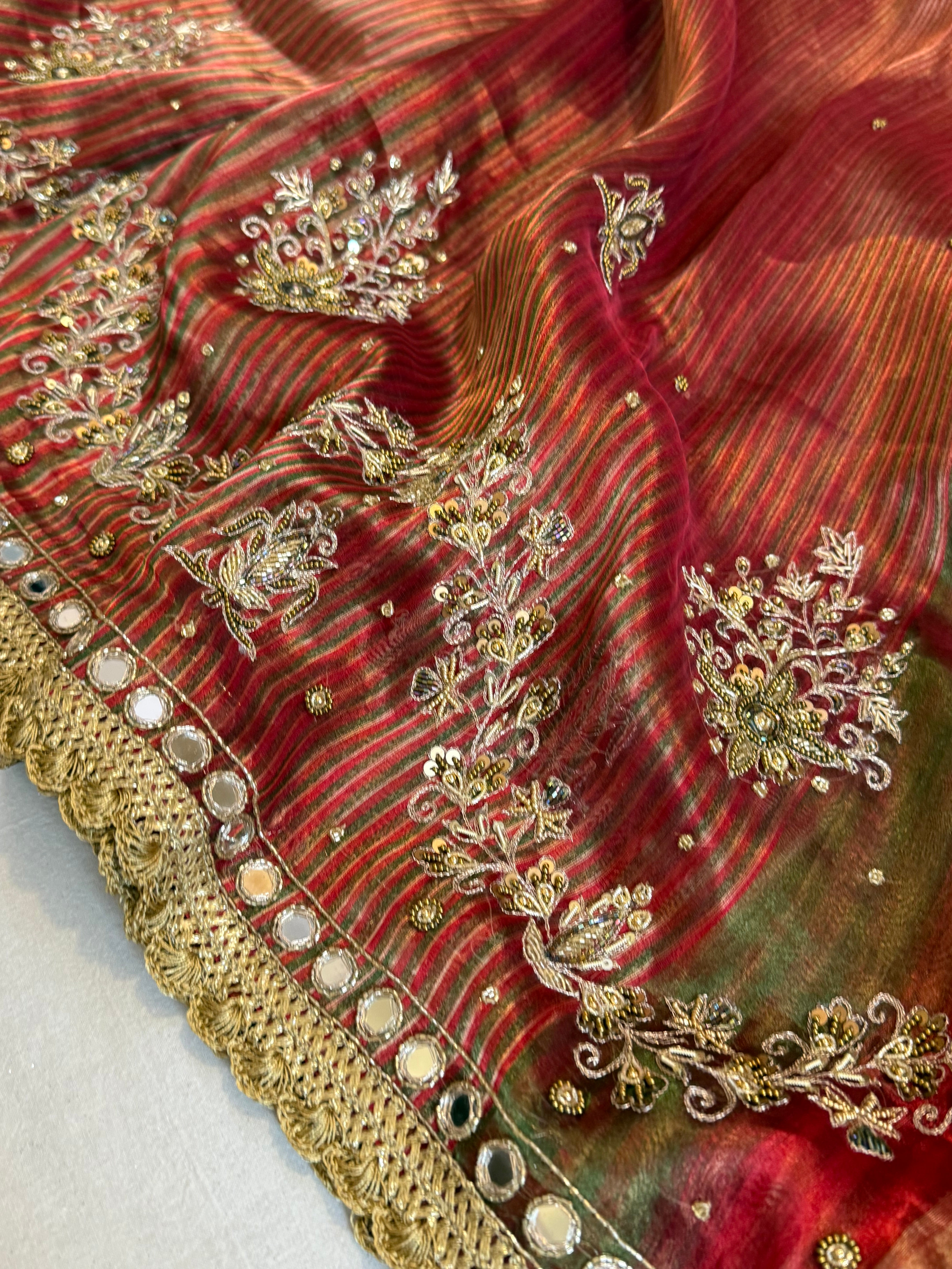Hathi , ghoda aur palki wali saree - Husn tissue silk hand embroidered kadhwa saree