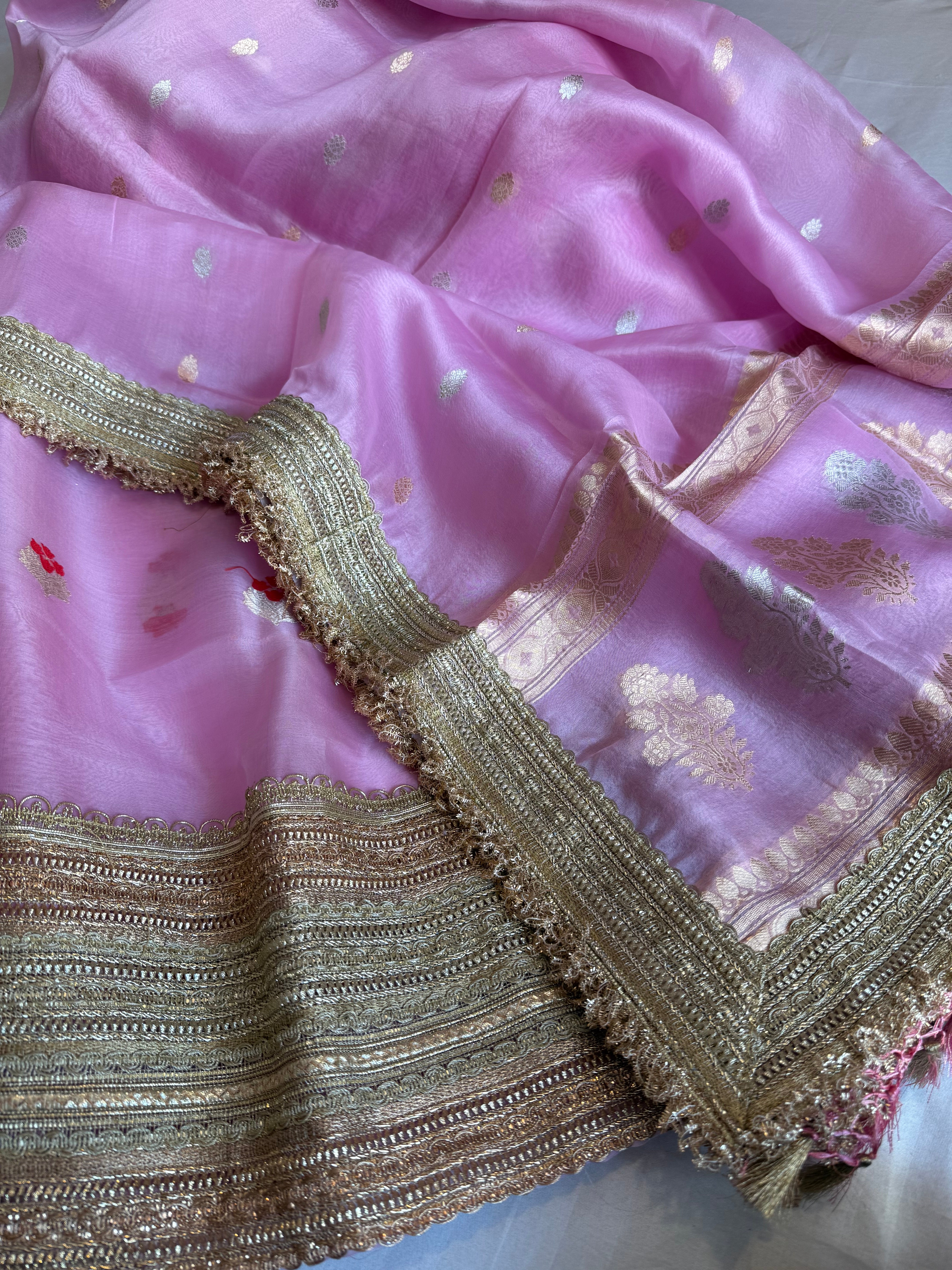 Blush pink kora silk kadhwa buti gotapatti suit set