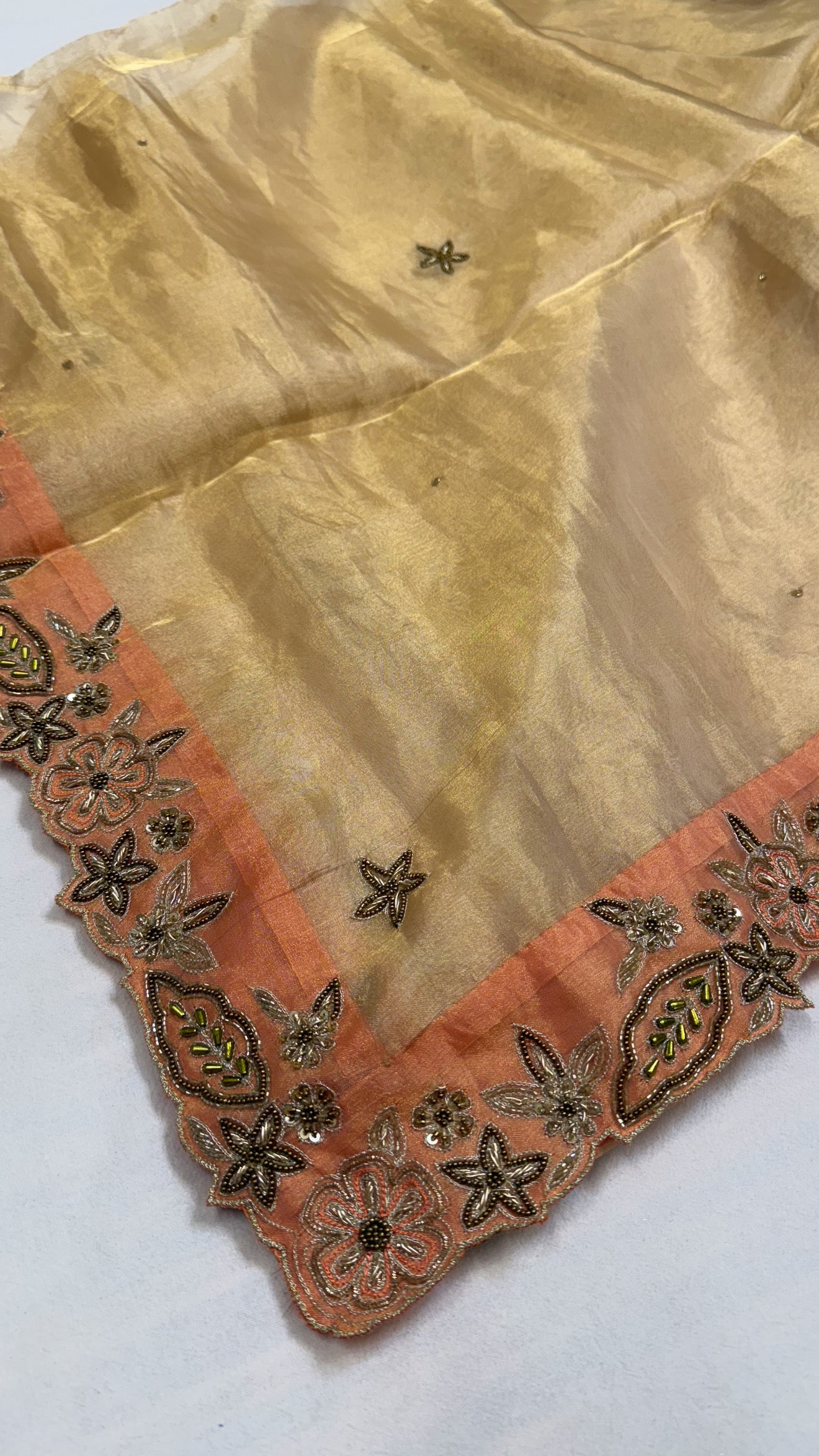 Husn diamond tissue silk heavy zardozi hand embroidered saree