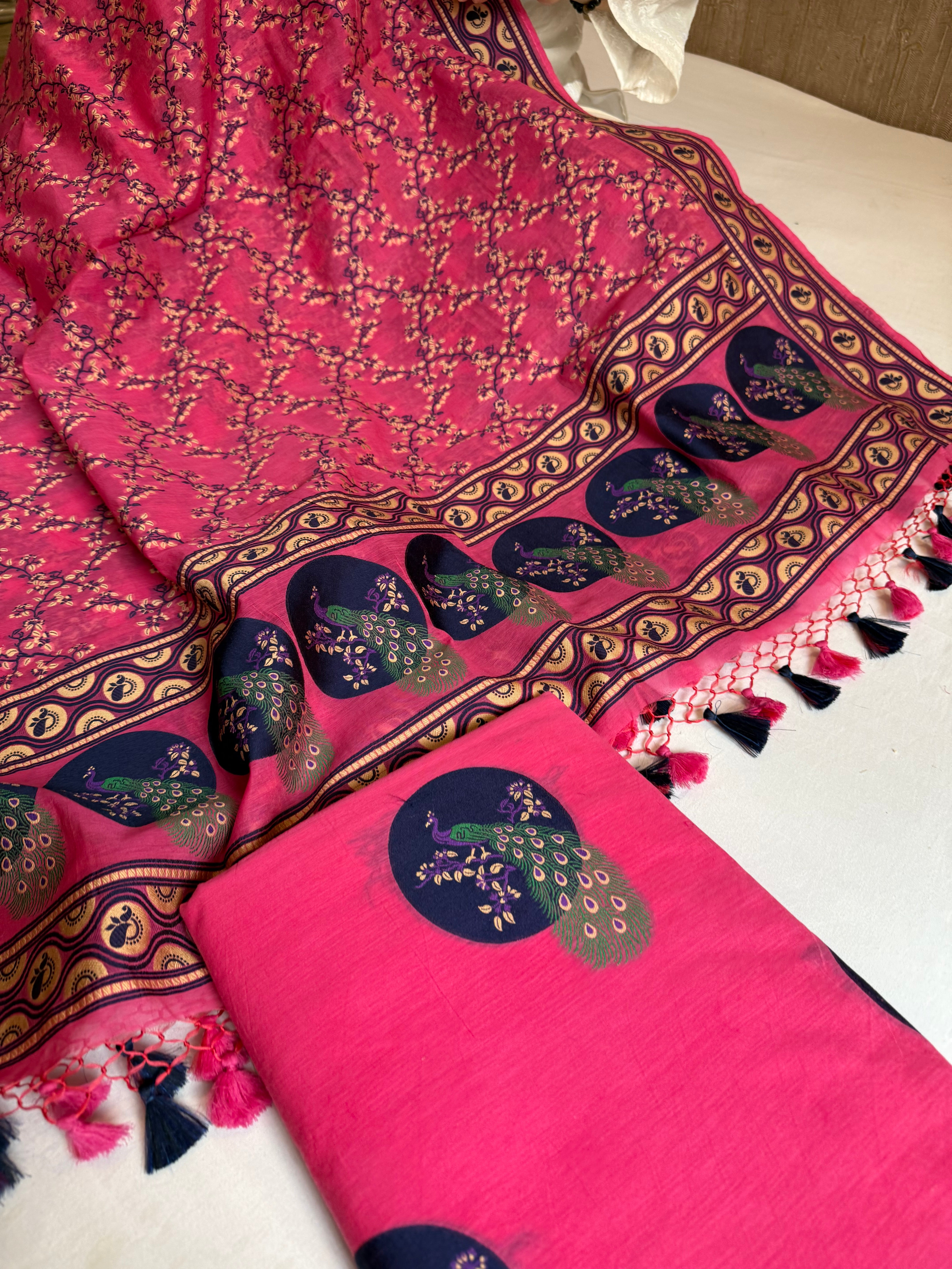 Banarasi cotton resham meenakari suit set