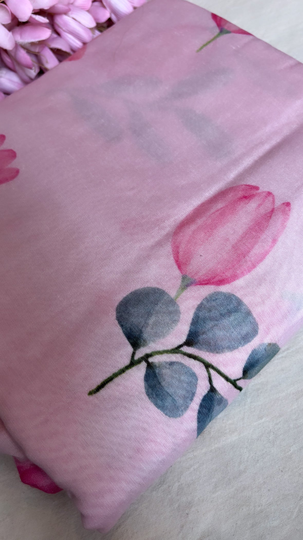 Printed cotton silk kadhwa fabric