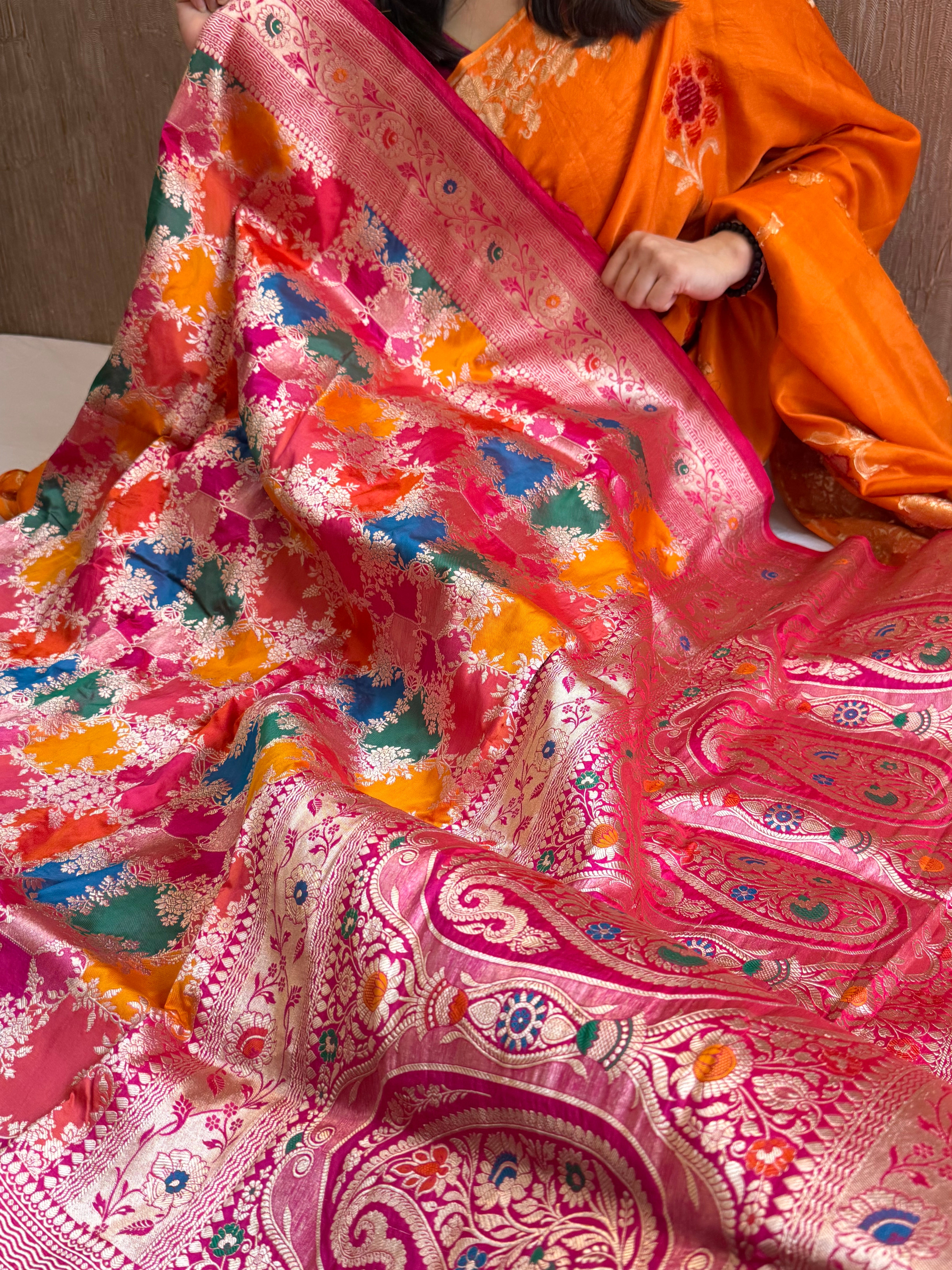 Banarasi traditional katan silk kadhwa rangkaat weaving heritage saree