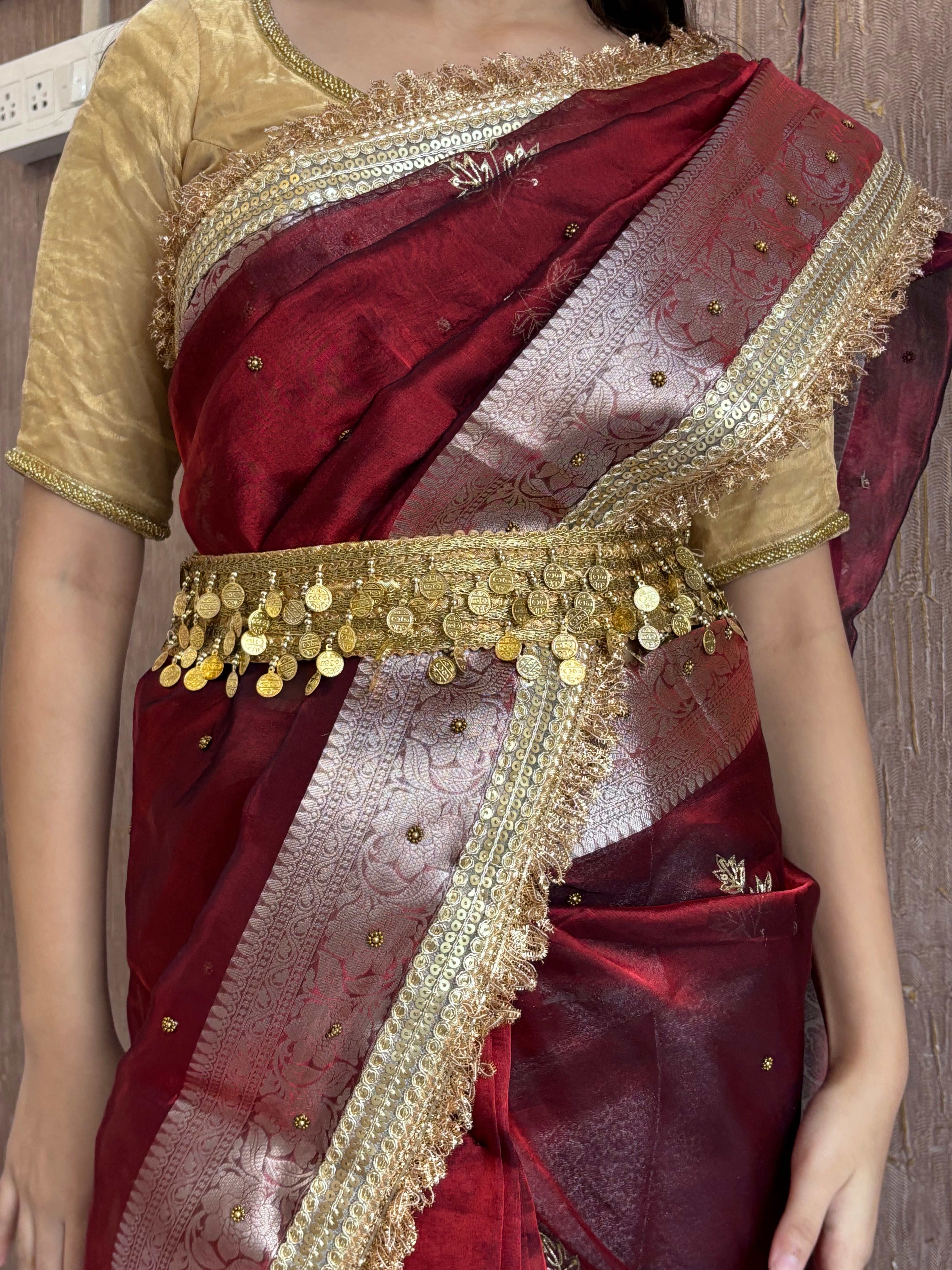 Golden maharani saree belt