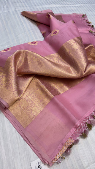 Leela blush pink kora silk saree