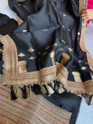 Black kora silk gotapatti kadhwa suit set