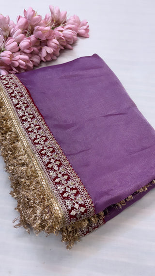 Noor bright lilac tissue silk saree