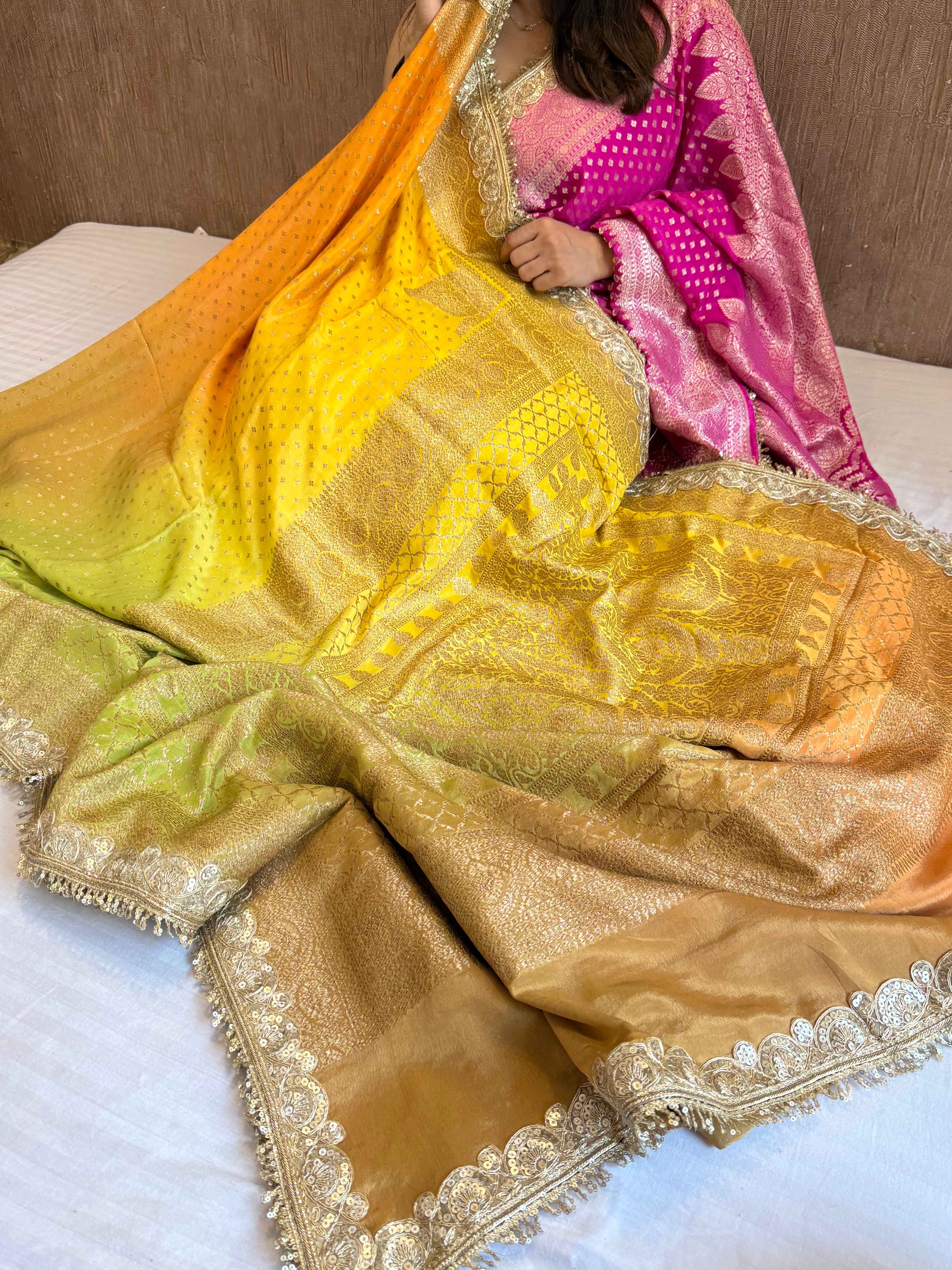 Paro banarasi chiffon gorgette kadhwa buti saree