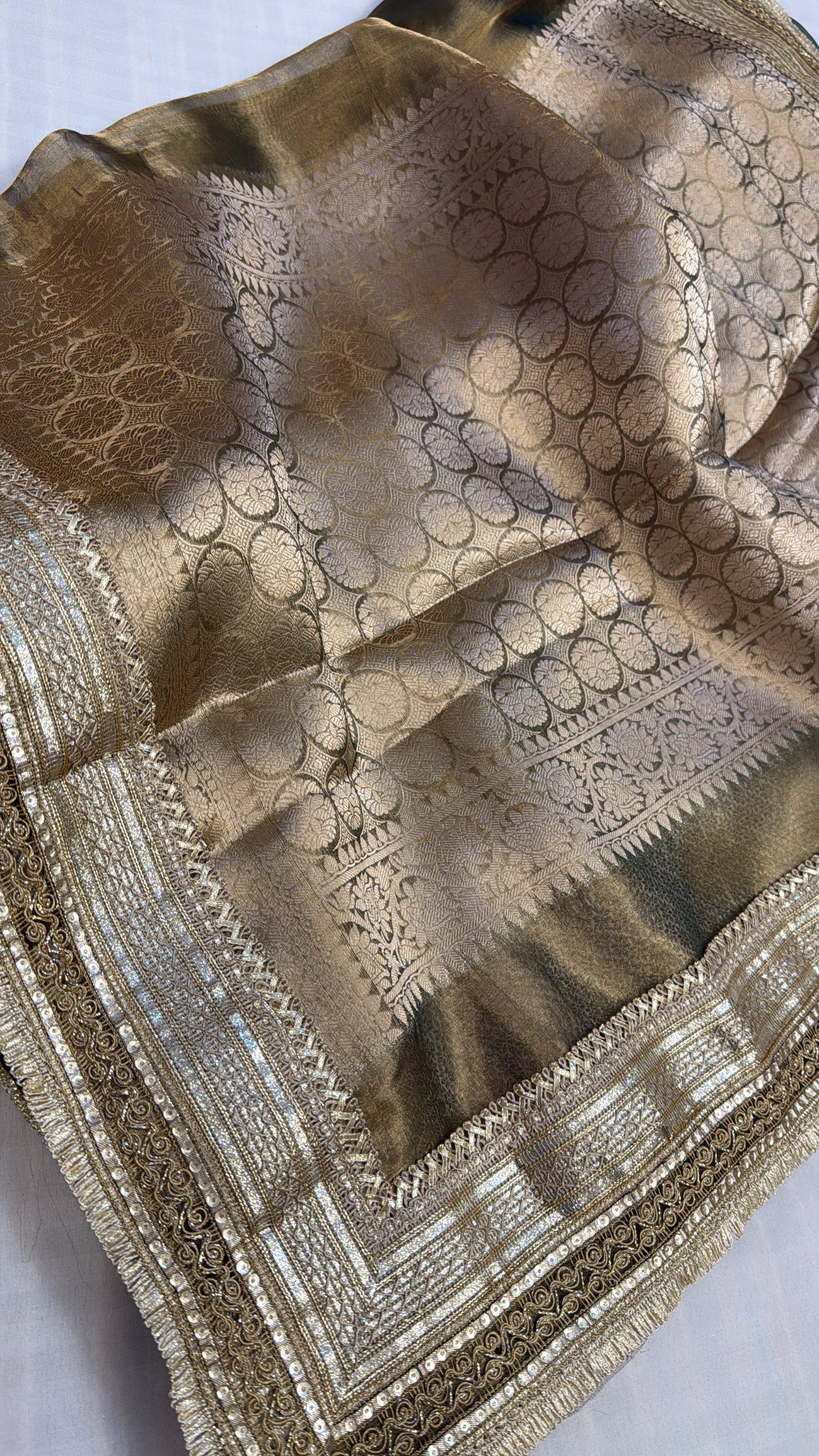 Maharani mint green tissue silk kadhwa gotapatti saree