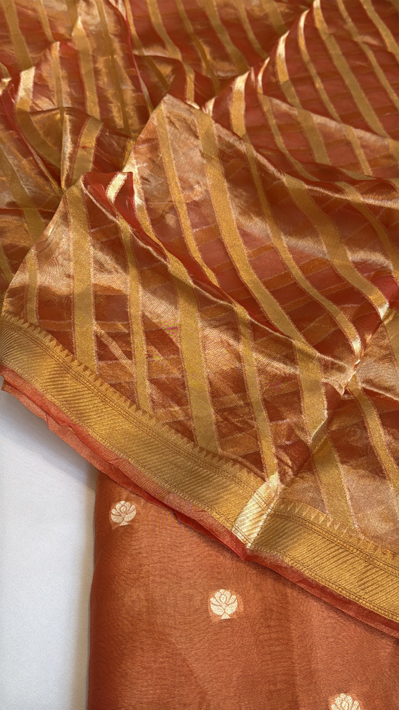 Vivah edit - Tangerine orange tissue silk kadhwa jaal weaving suit sets