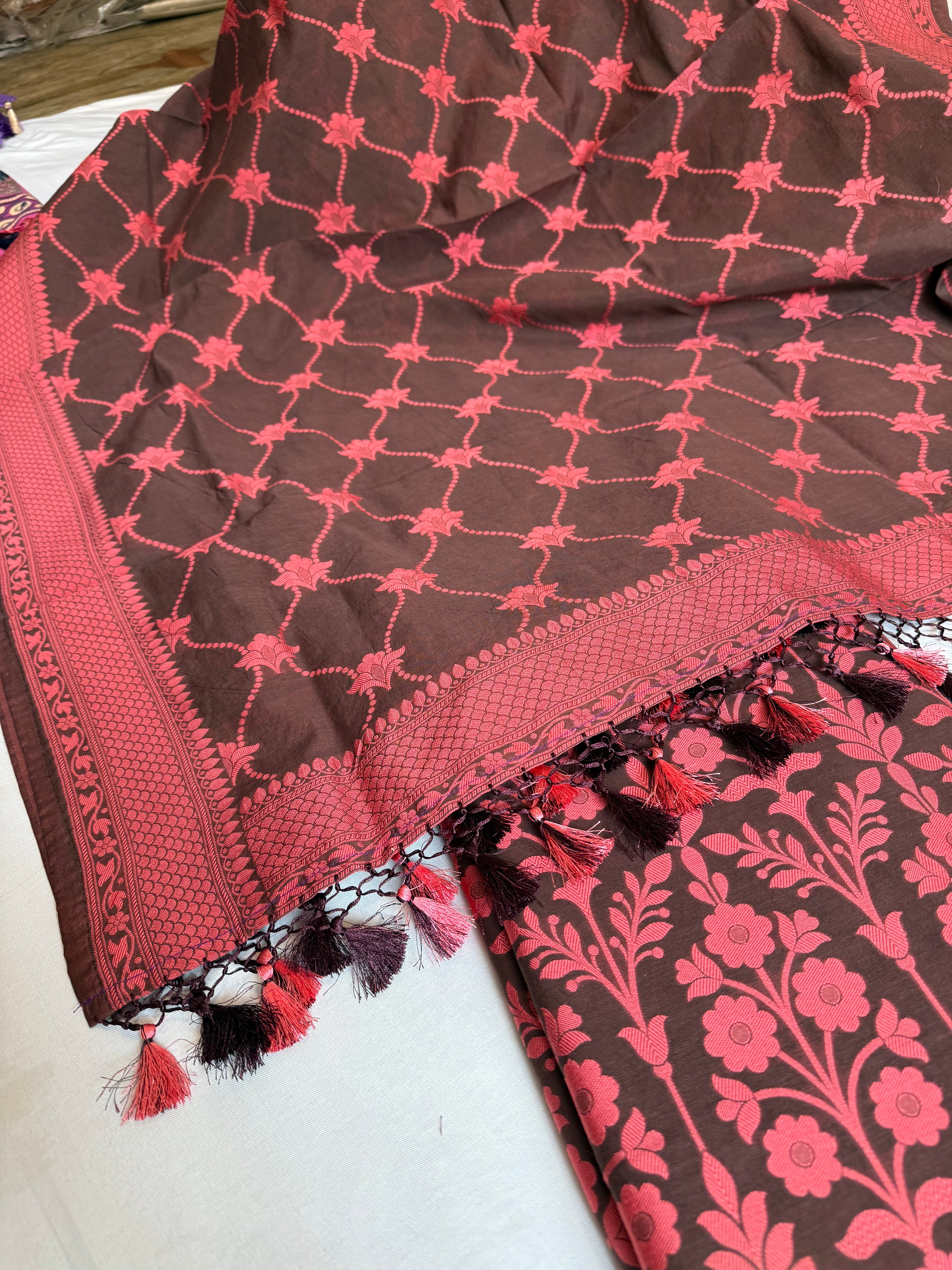 Banarasi cotton resham meenakari suit sey