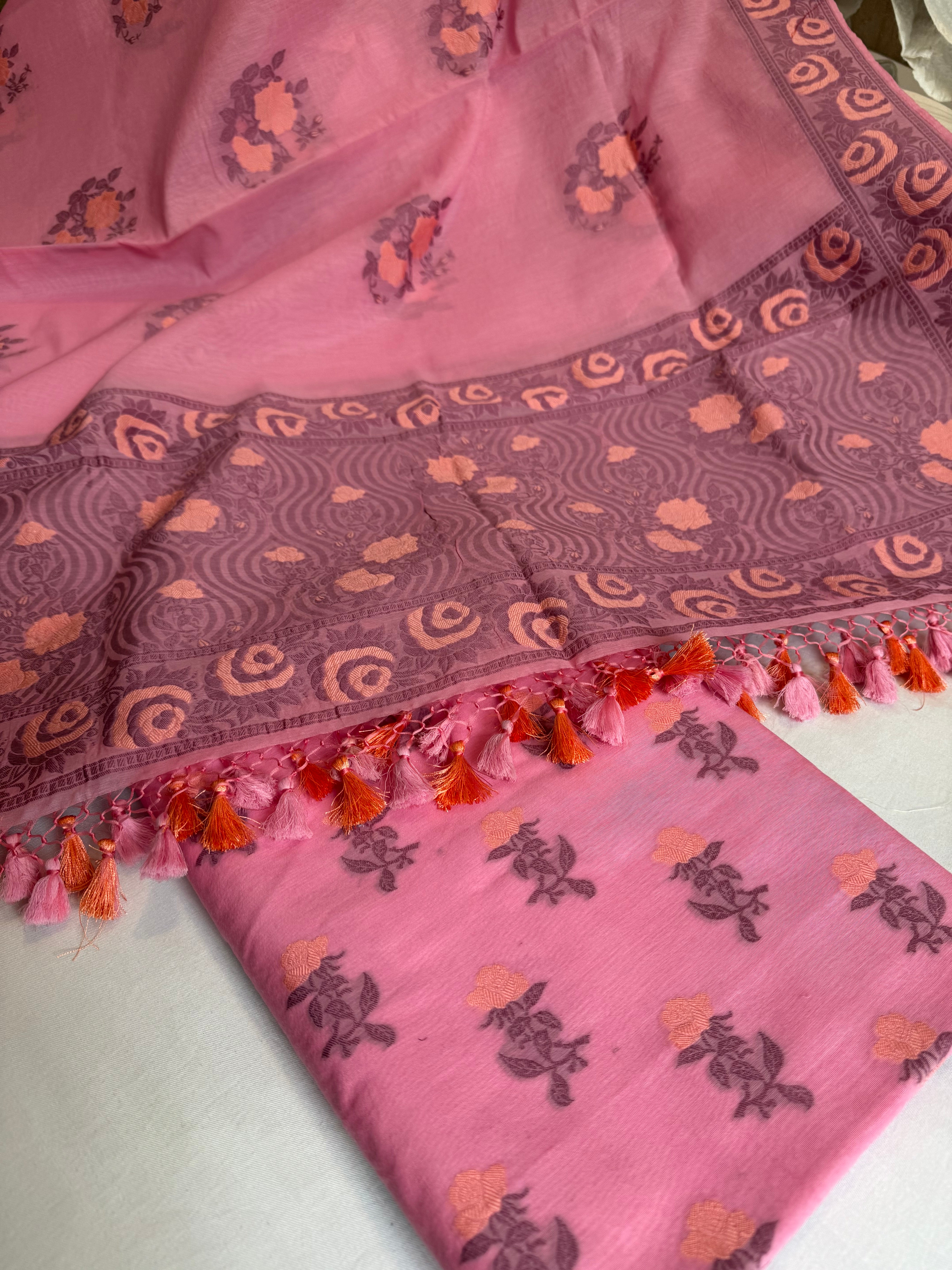 Banarasi cotton resham meenakari suit set