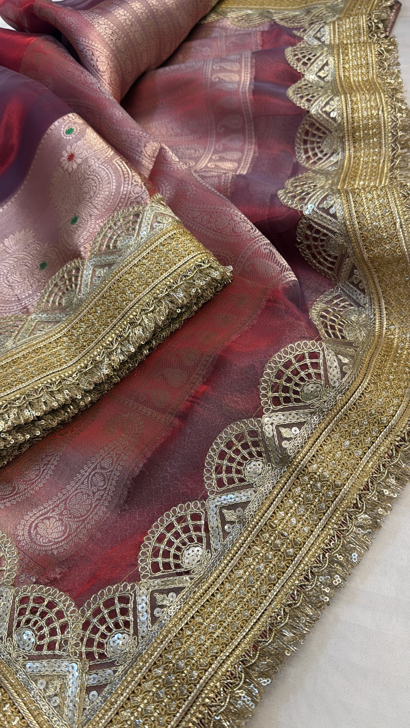 Maharani rang-birangi multicoloured shaded tissue silk kadhwa saree