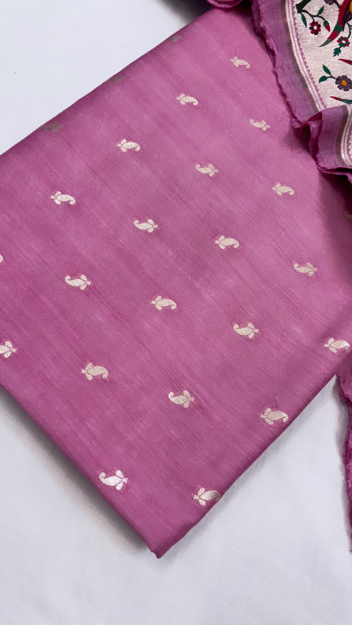 Pure banarasi soft pink moonga silk kadhwa meenedar paithani woven jaal duppata suit set