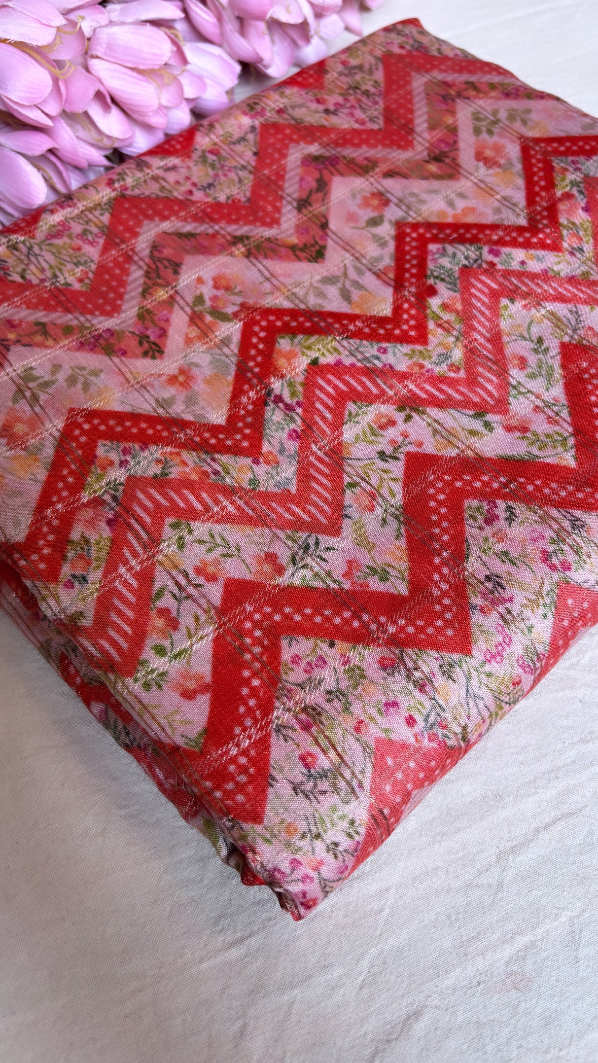 Printed cotton silk kadhwa fabric