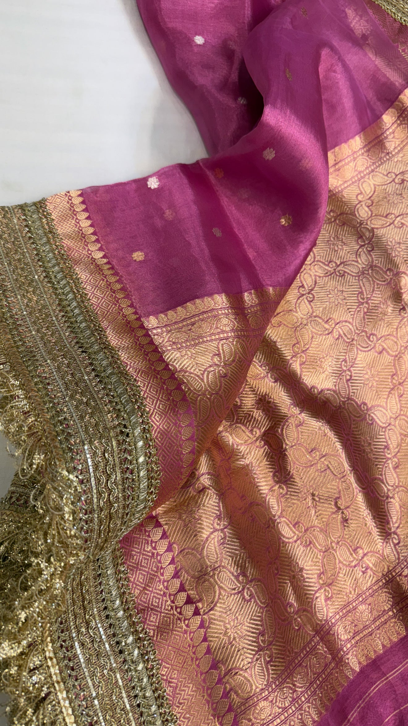 Maharani violet purple tissue silk kadhwa buti saree