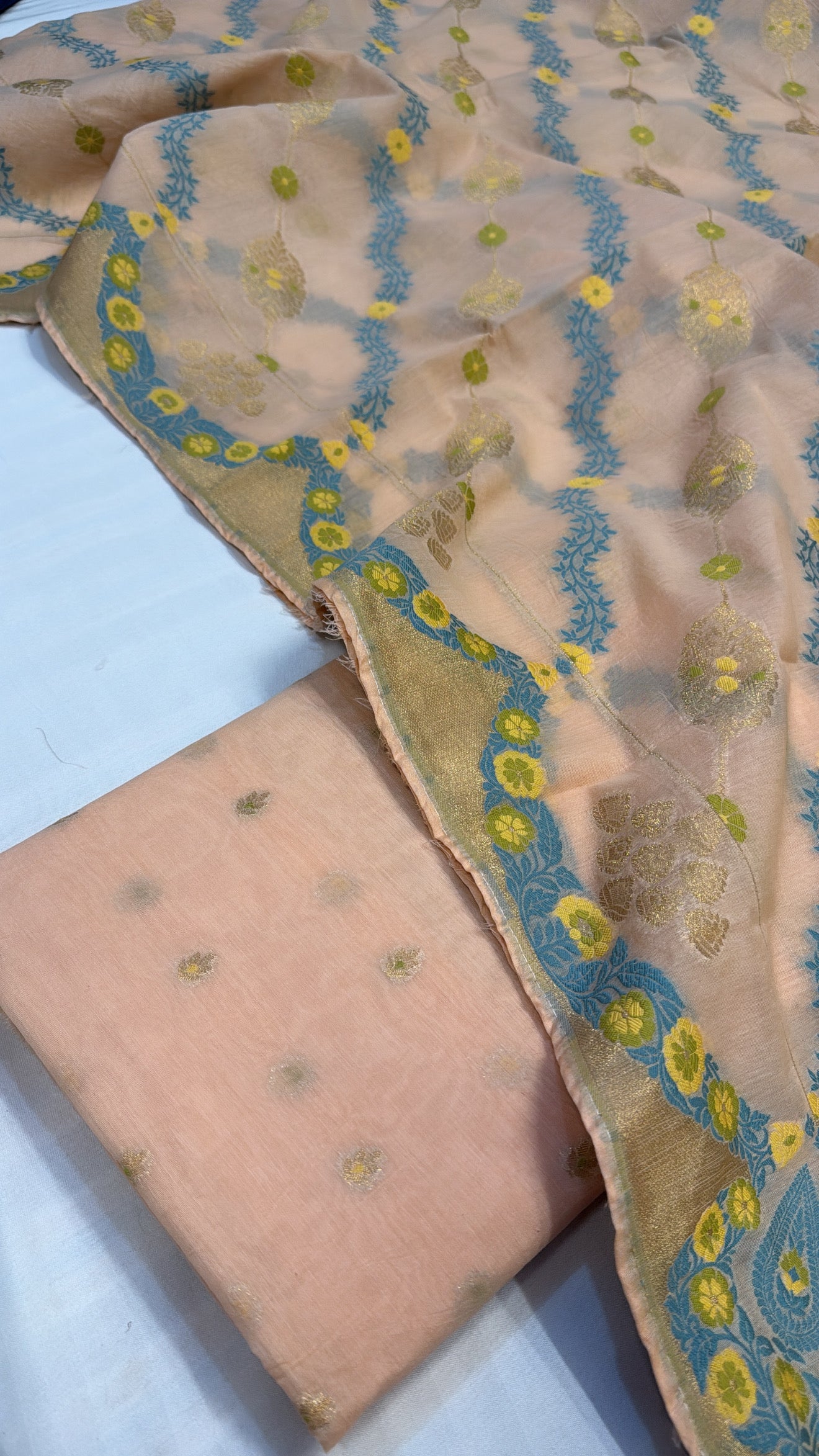 Banarasi cotton resham meenakari kadhwa suit sets