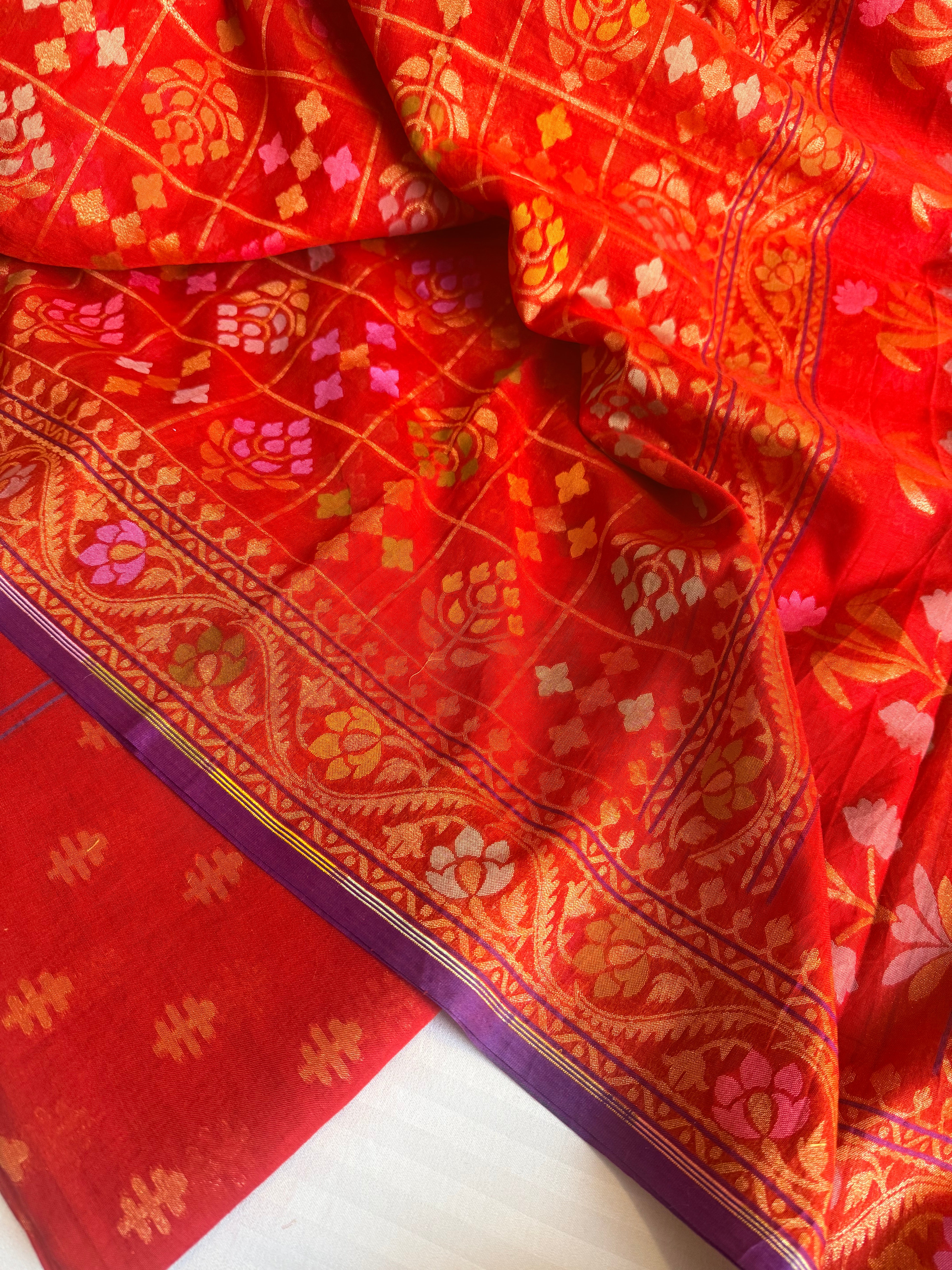 Iktara jamdani kadhwa sona rupa weaving banarasi mul cotton suit set