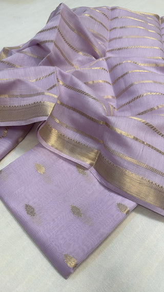 Lilac mul banarasi cotton kadhwa suit set