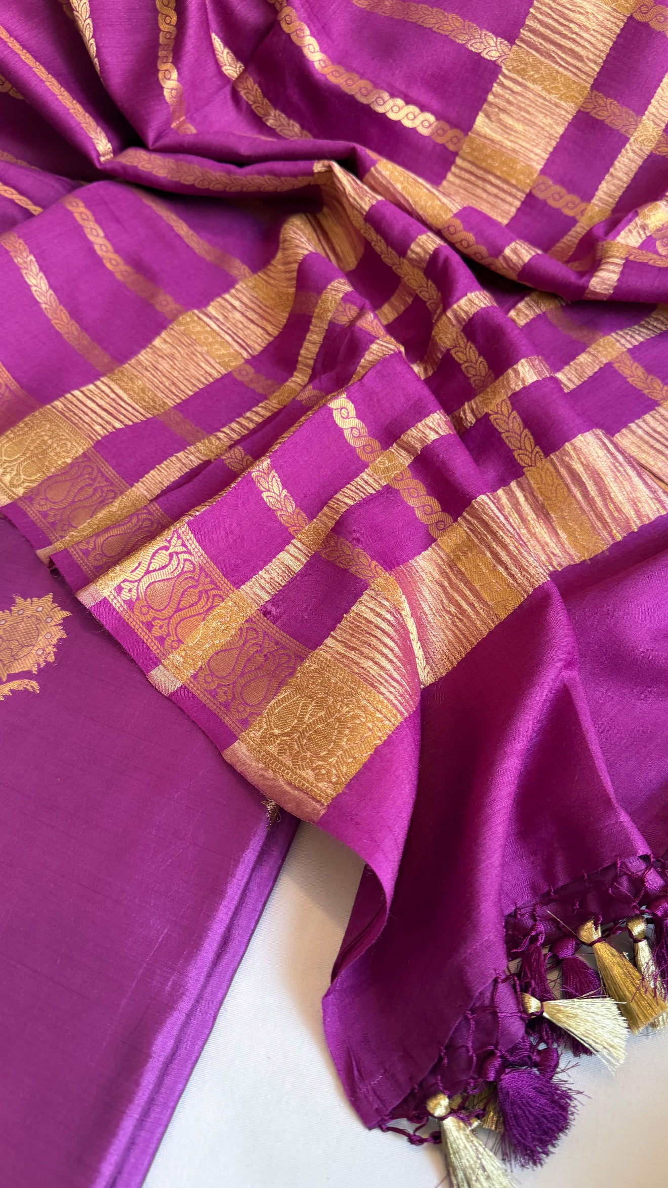 Chiniya silk purple kadhwa buti suit set