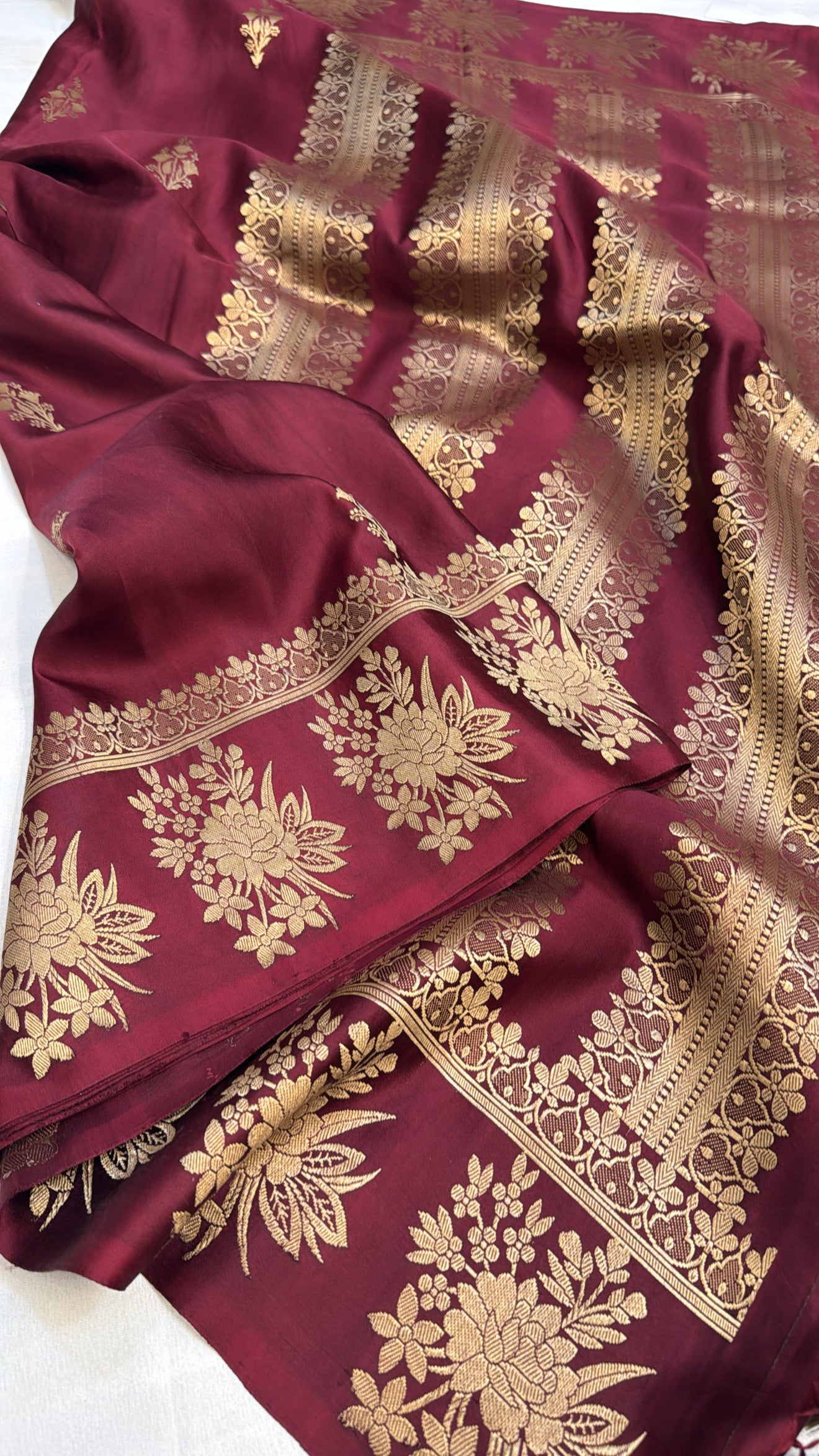 Mashru satin silk deep red shade banarasi saree