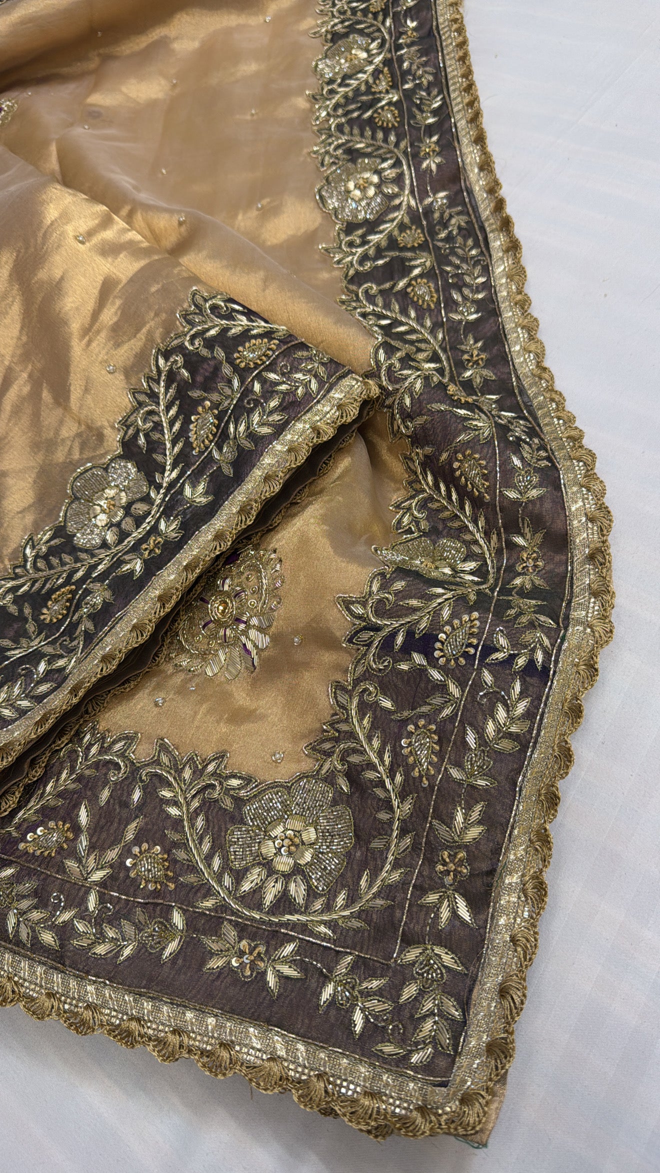 Banarasi heavy zardozi border tissue silk hand embroidered saree
