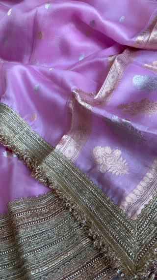 Blush pink kora silk kadhwa buti gotapatti suit set