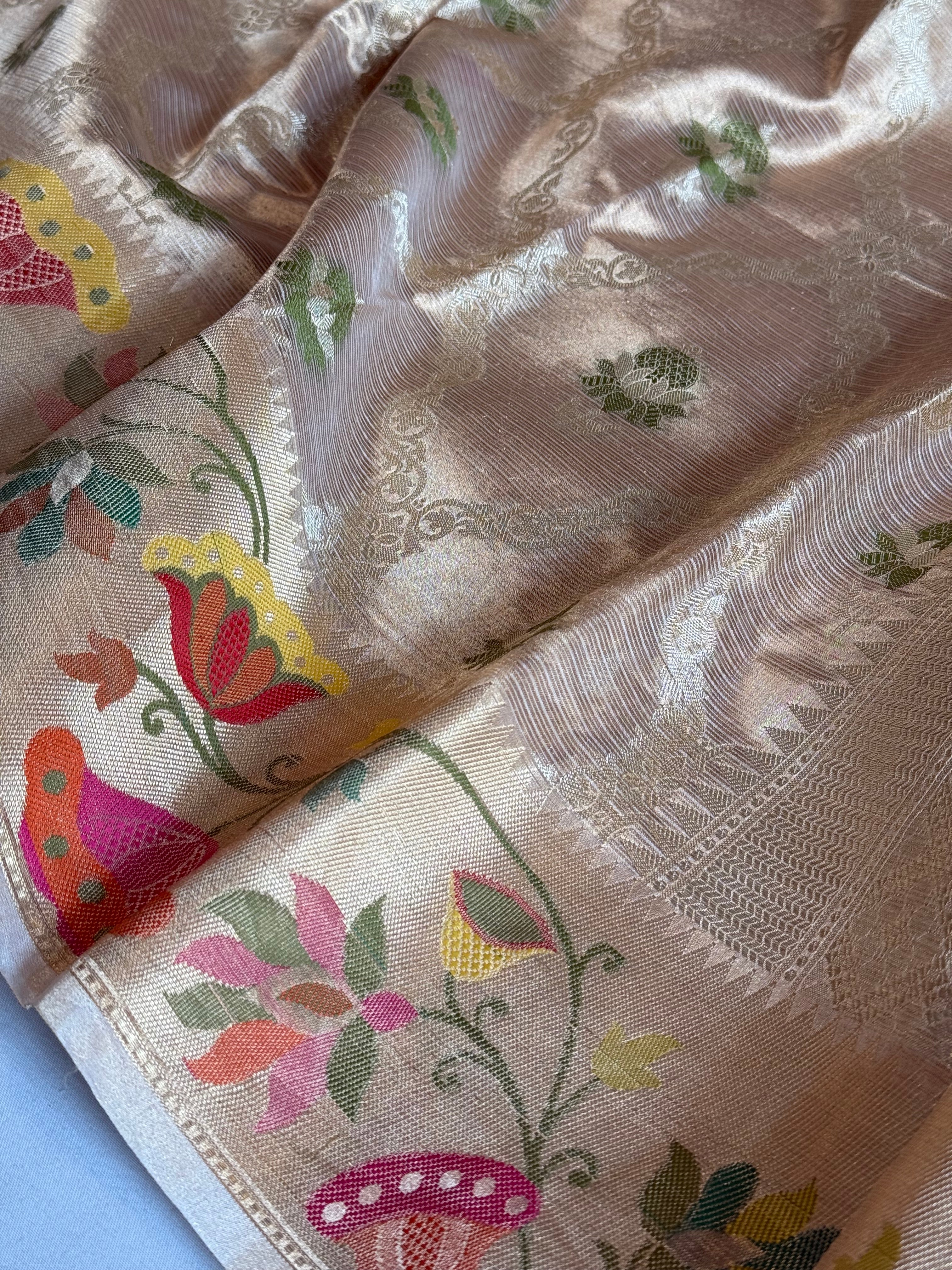 Paithani border kanjivaram gold tissue silk kadhwa meenakari saree