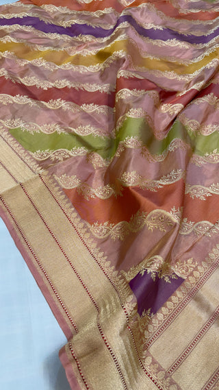 Rangkaat katan silk tissue kadhwa jungla meenakari heavy duppata