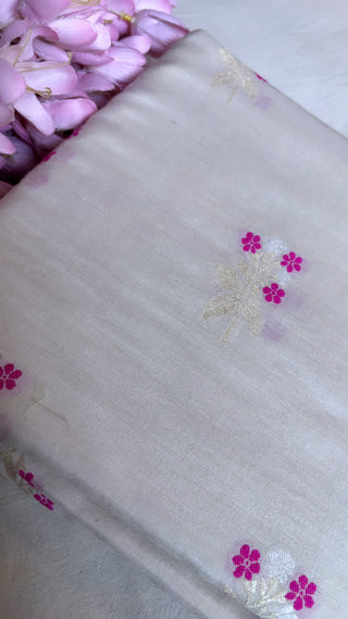 Moonga silk dyeable meenedar fabric