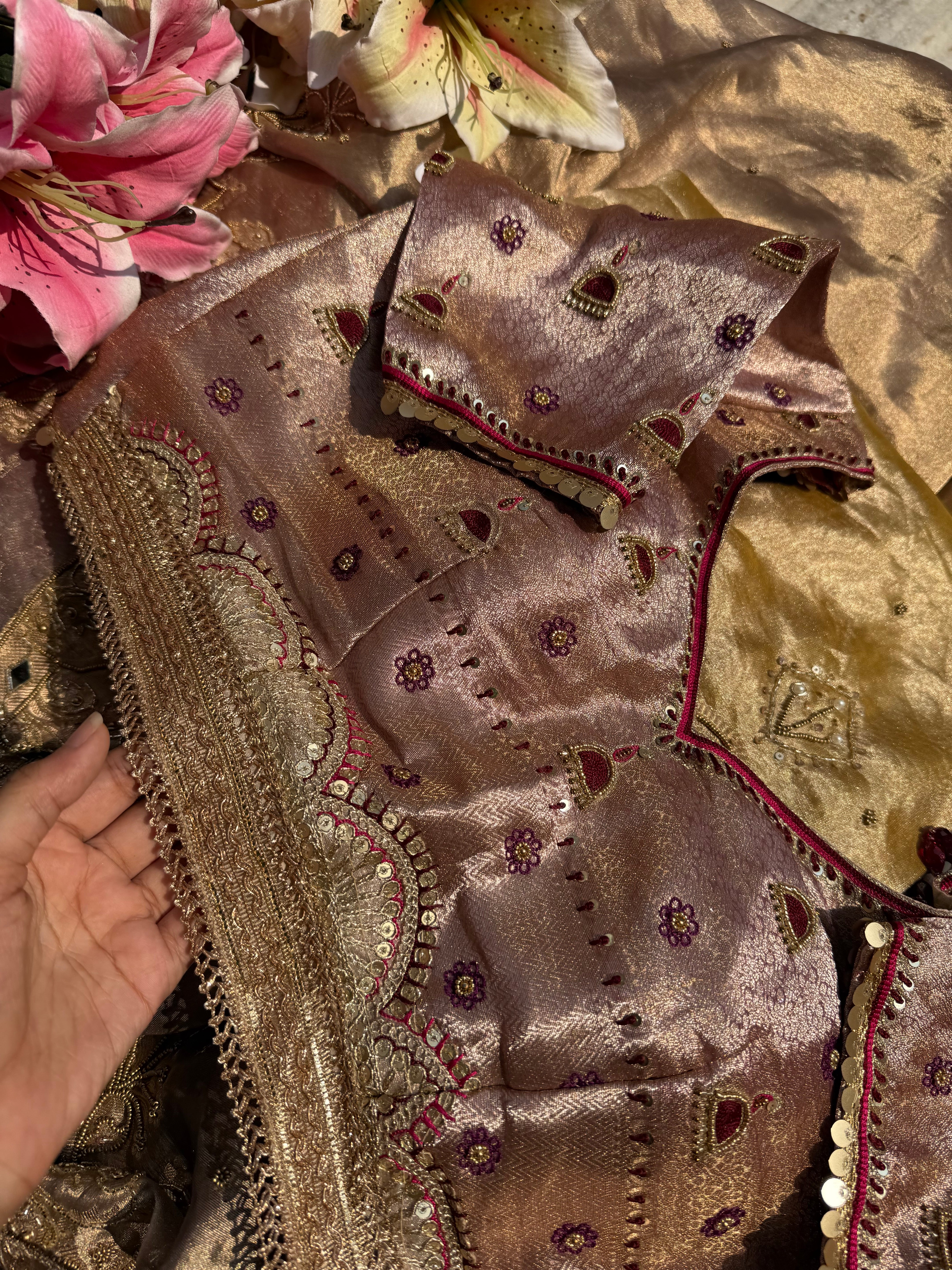 Plum free size tissue silk blouse piece