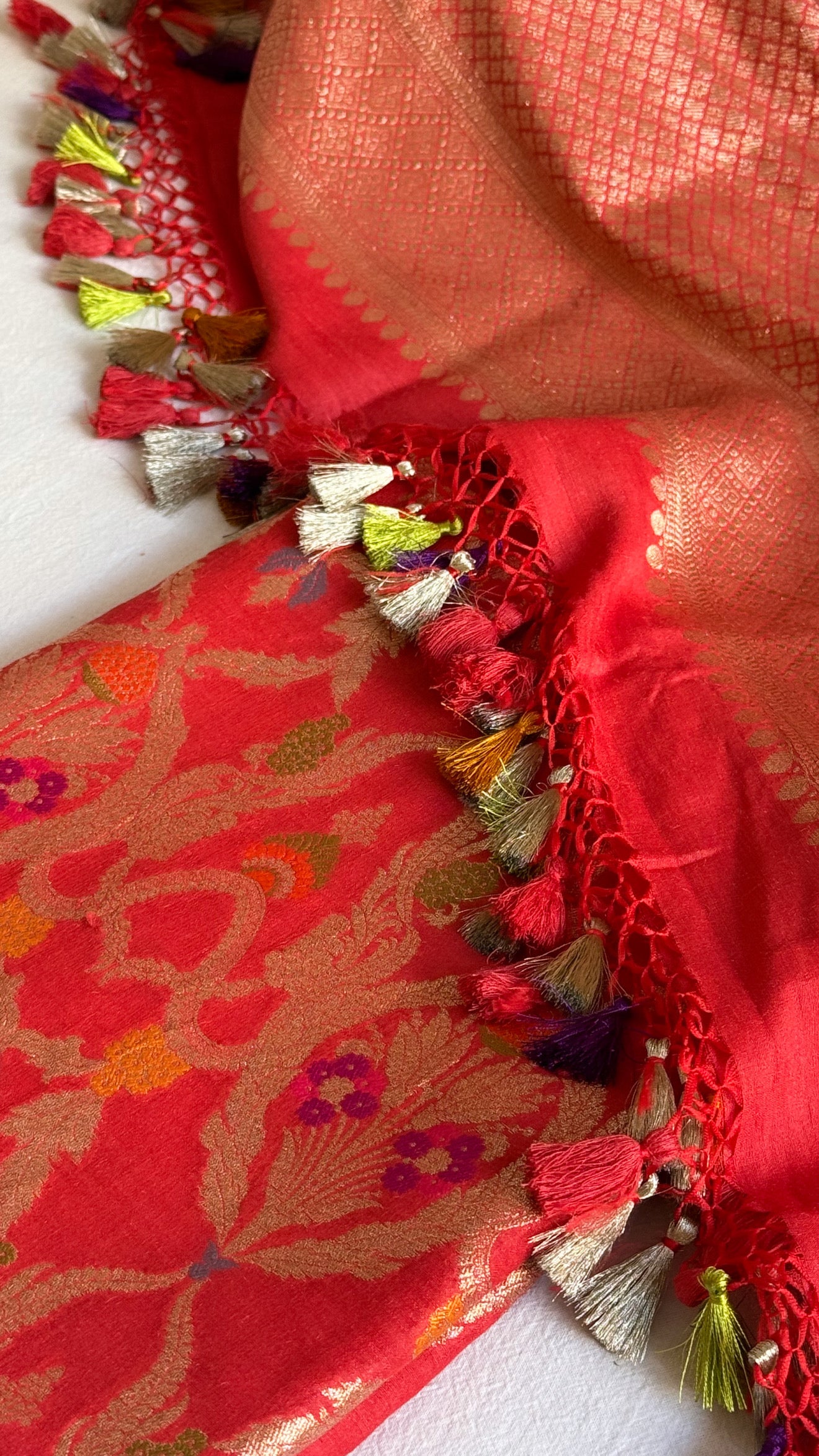 Moonga silk rustic kadhwa jungla brocade meenakari suit set